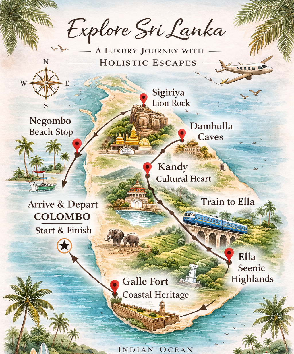 sri lanka 2026 wellness retreat map