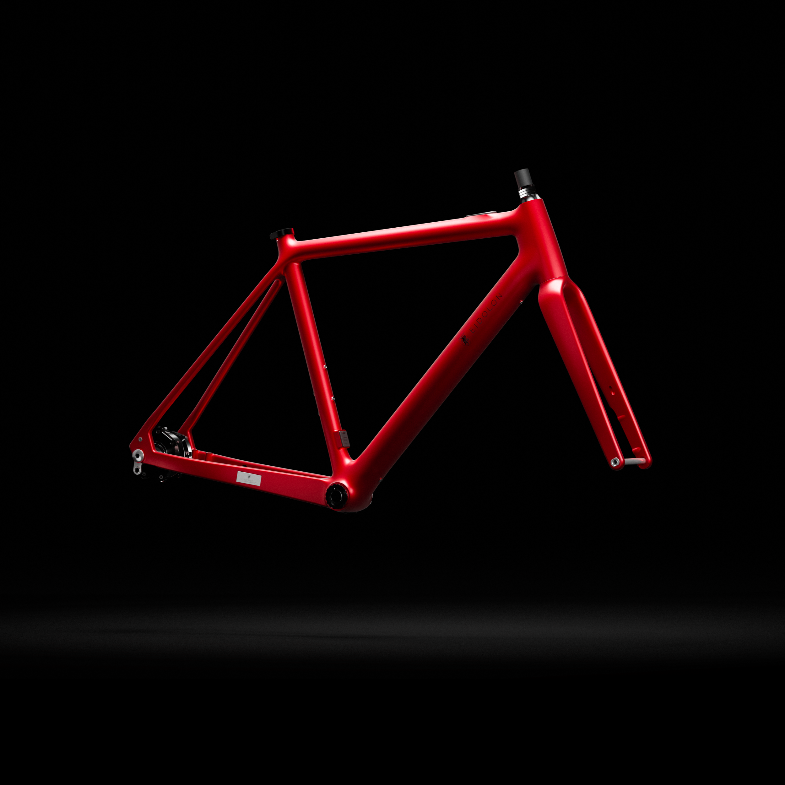 Red Ponomarets EIDOLON frameset against a black background.