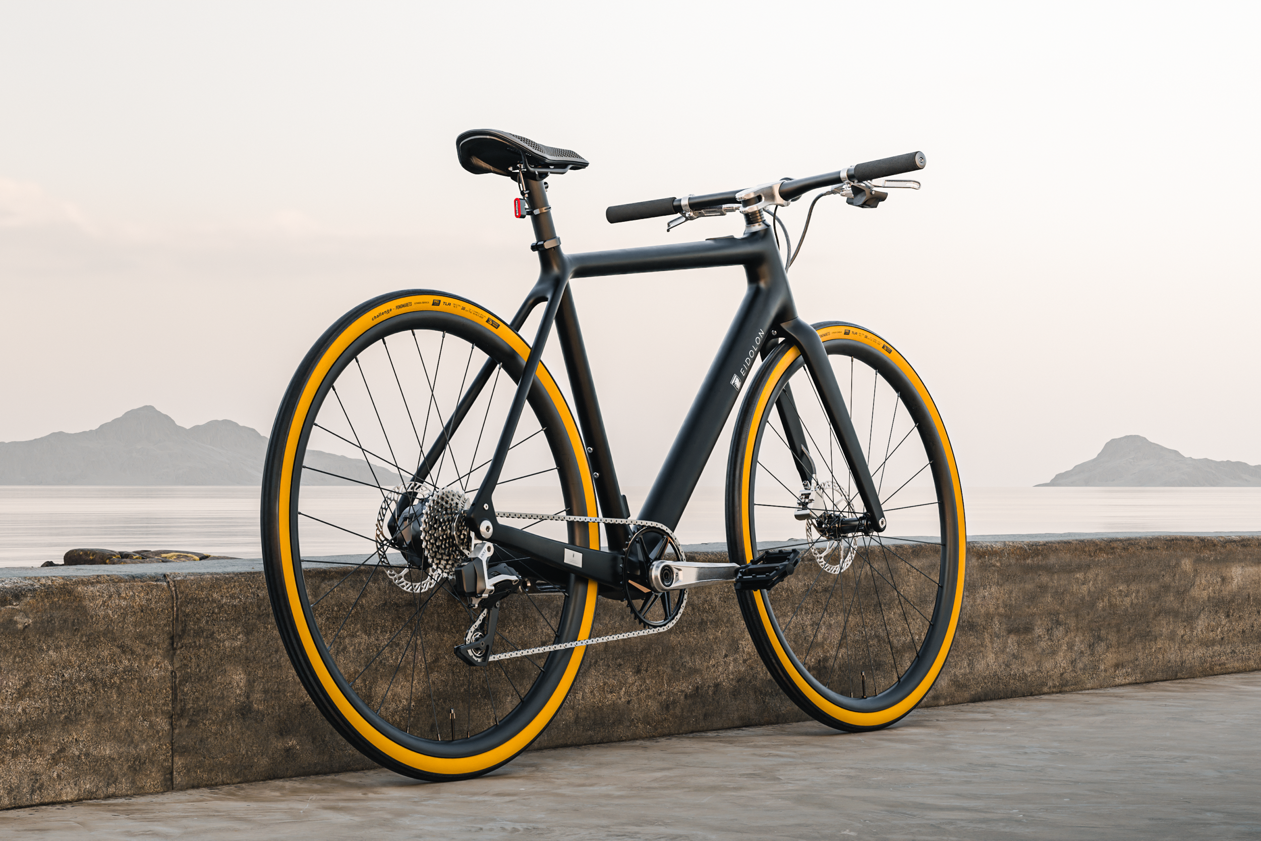 Ponomarets EIDOLON eBike in Jet Black by the sea.