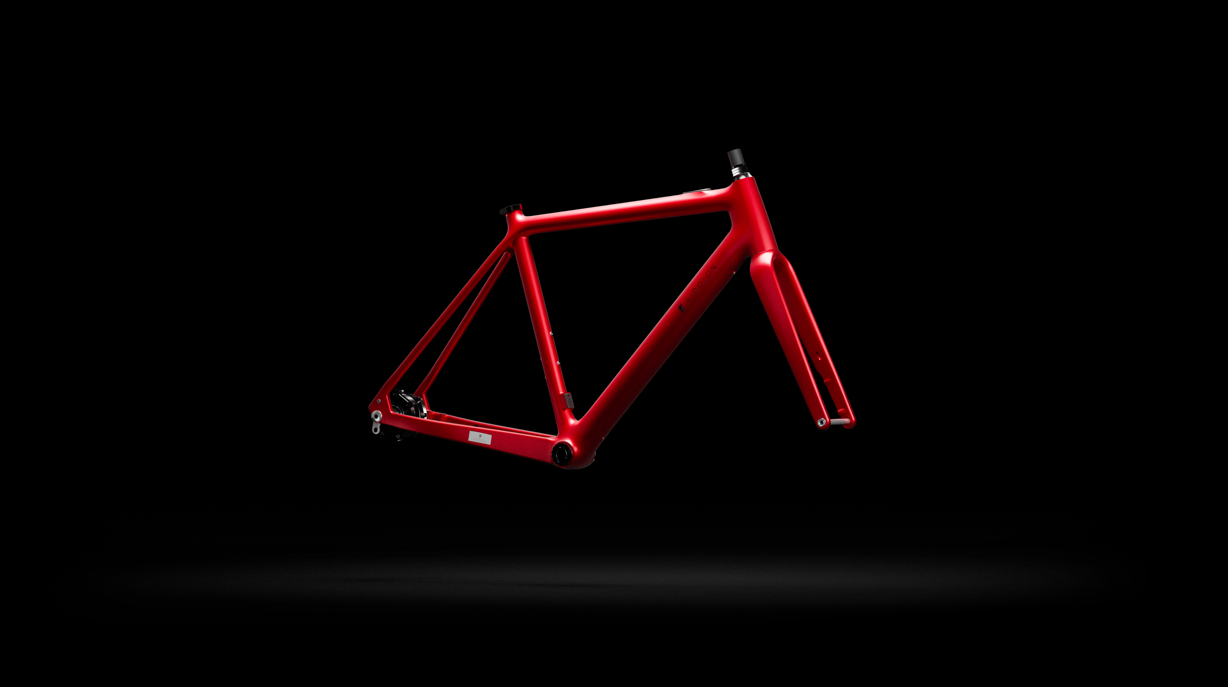 Red Ponomarets EIDOLON frameset against a black background.