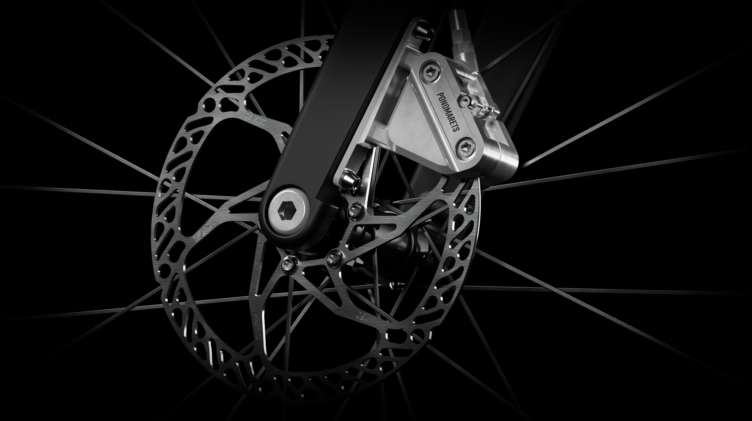 Ponomarets front brake calliper close-up.