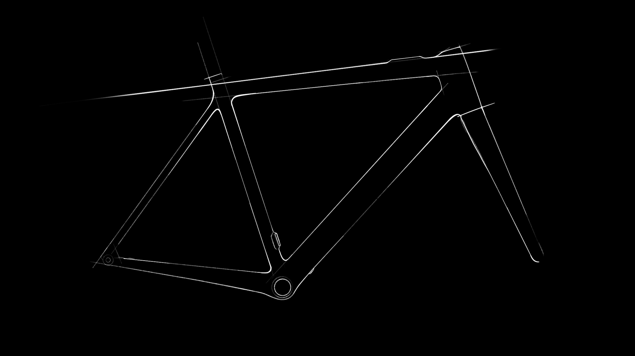 Ponomarets EIDOLON frame design sketch on a black background.