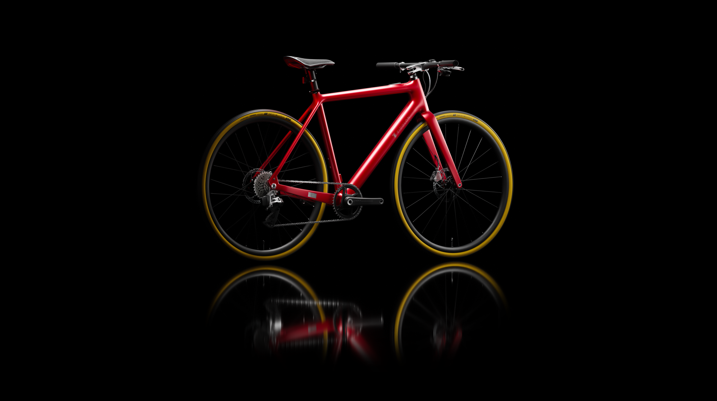 Ponomarets EIDOLON eBike in red against a black background.