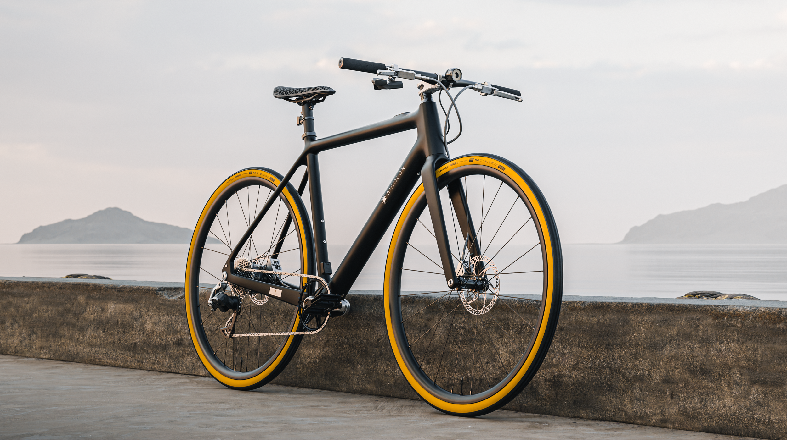 Ponomarets EIDOLON eBike in Jet Black by the sea.