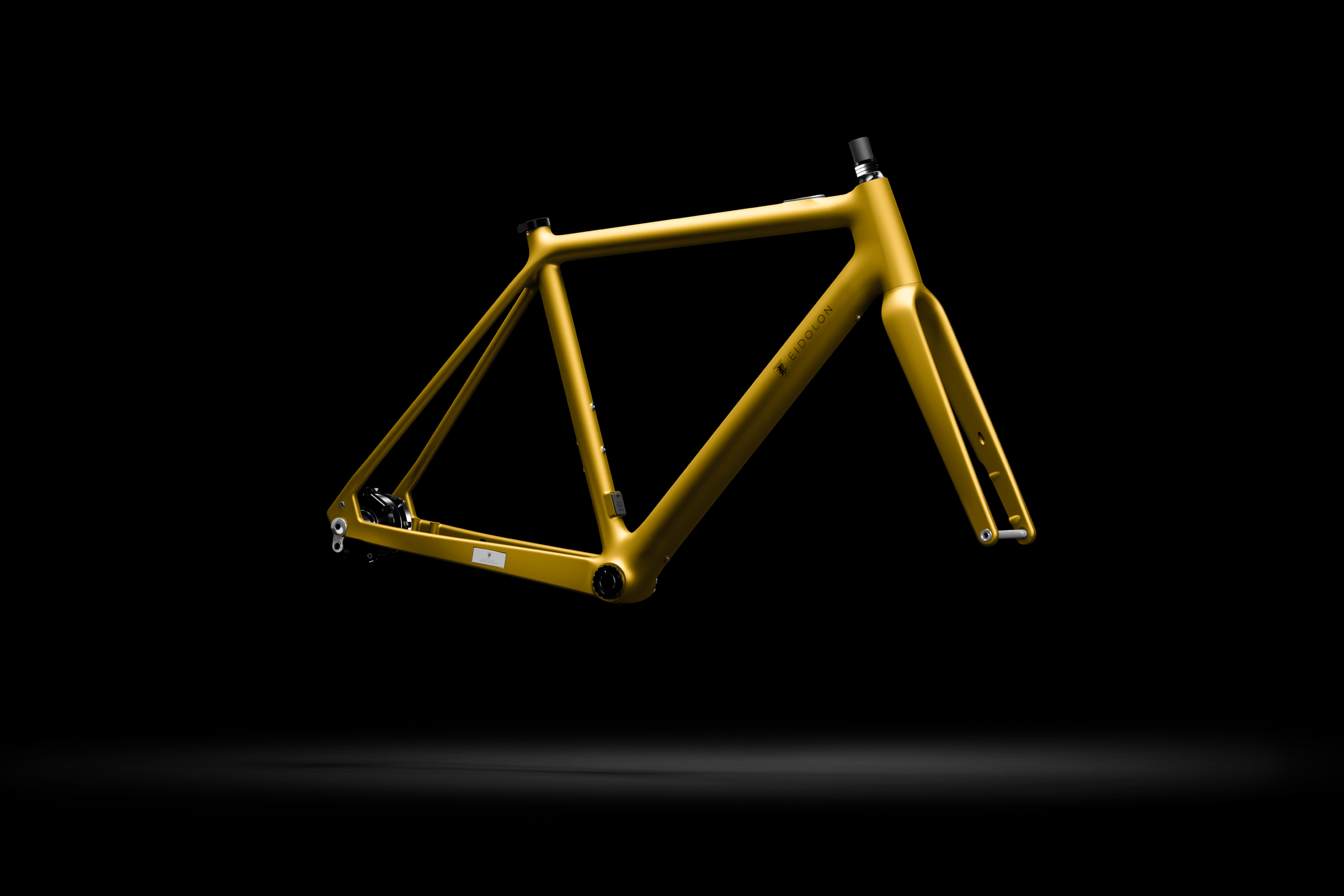 Ponomarets EIDOLON eBike Frameset finished in Yellow against a black background.