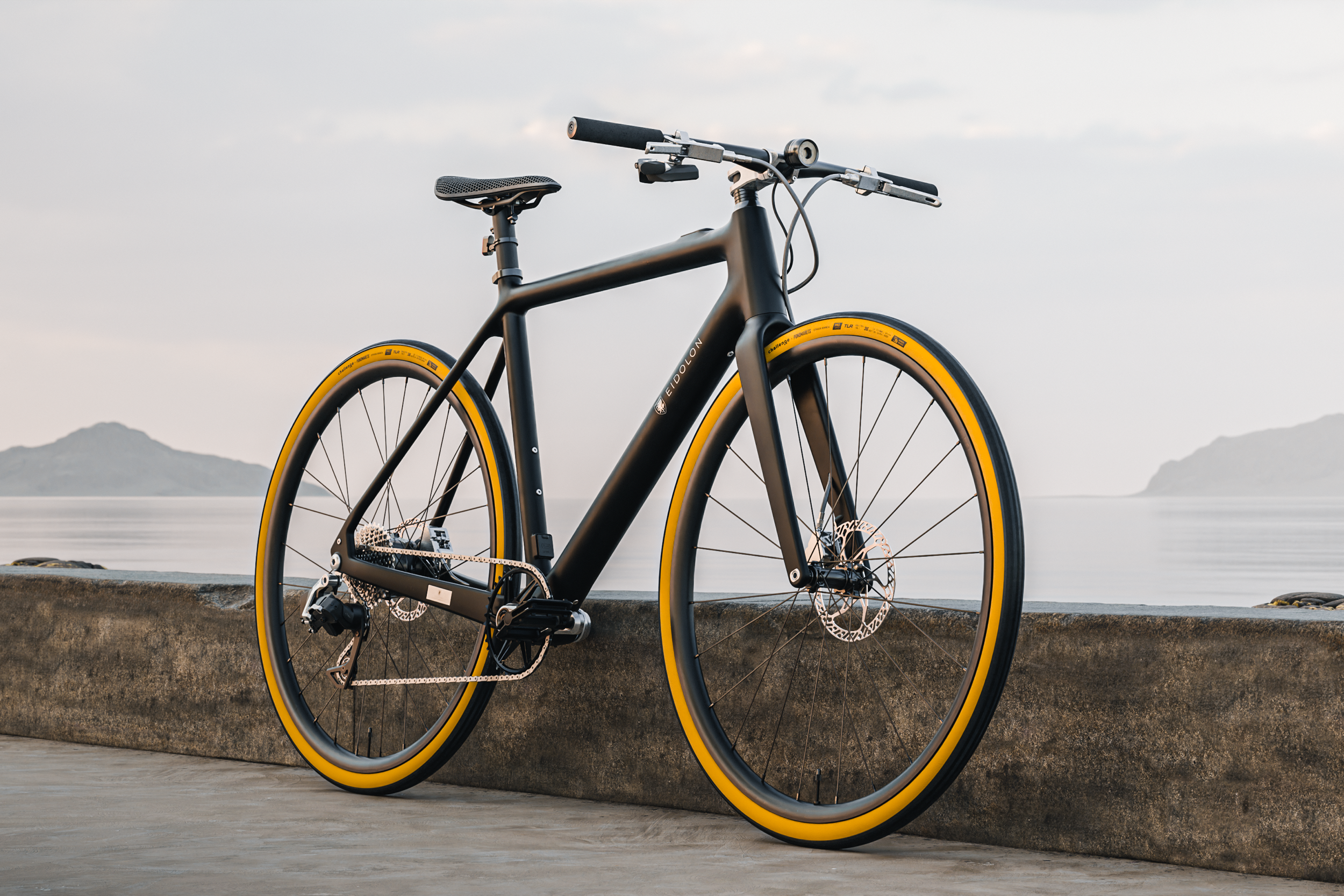 Ponomarets EIDOLON eBike in Jet Black by the sea.