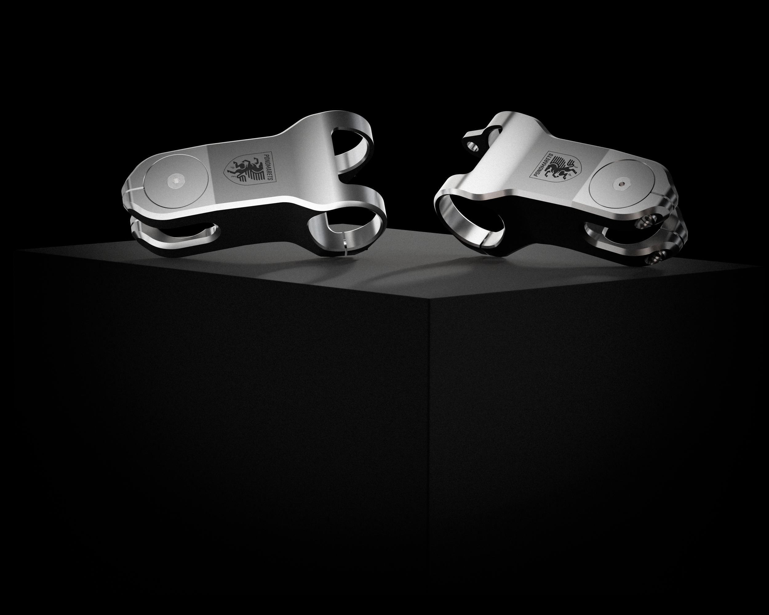 Pair of Ponomarets stems displayed against a black background.