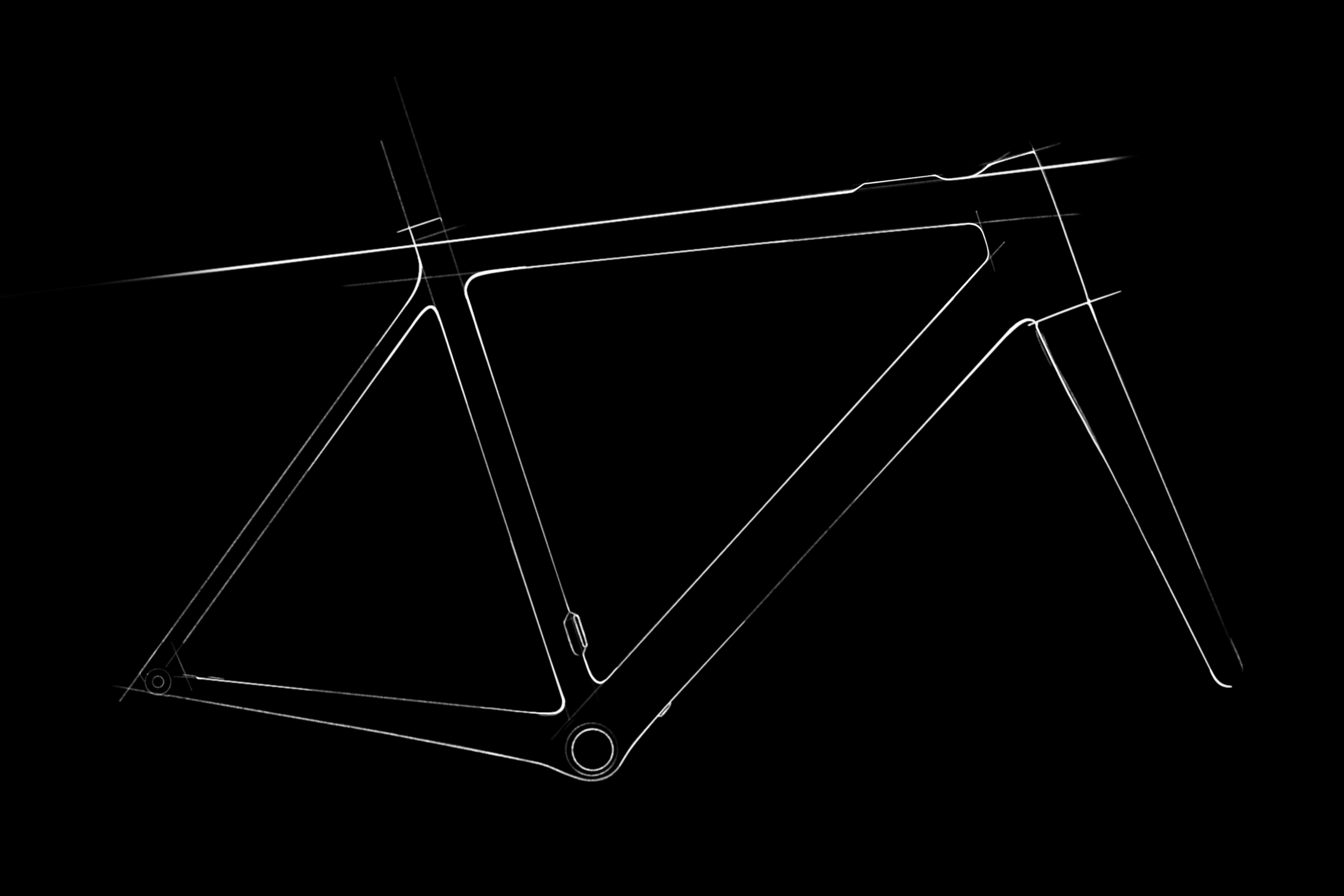 Ponomarets EIDOLON frame design sketch on a black background.
