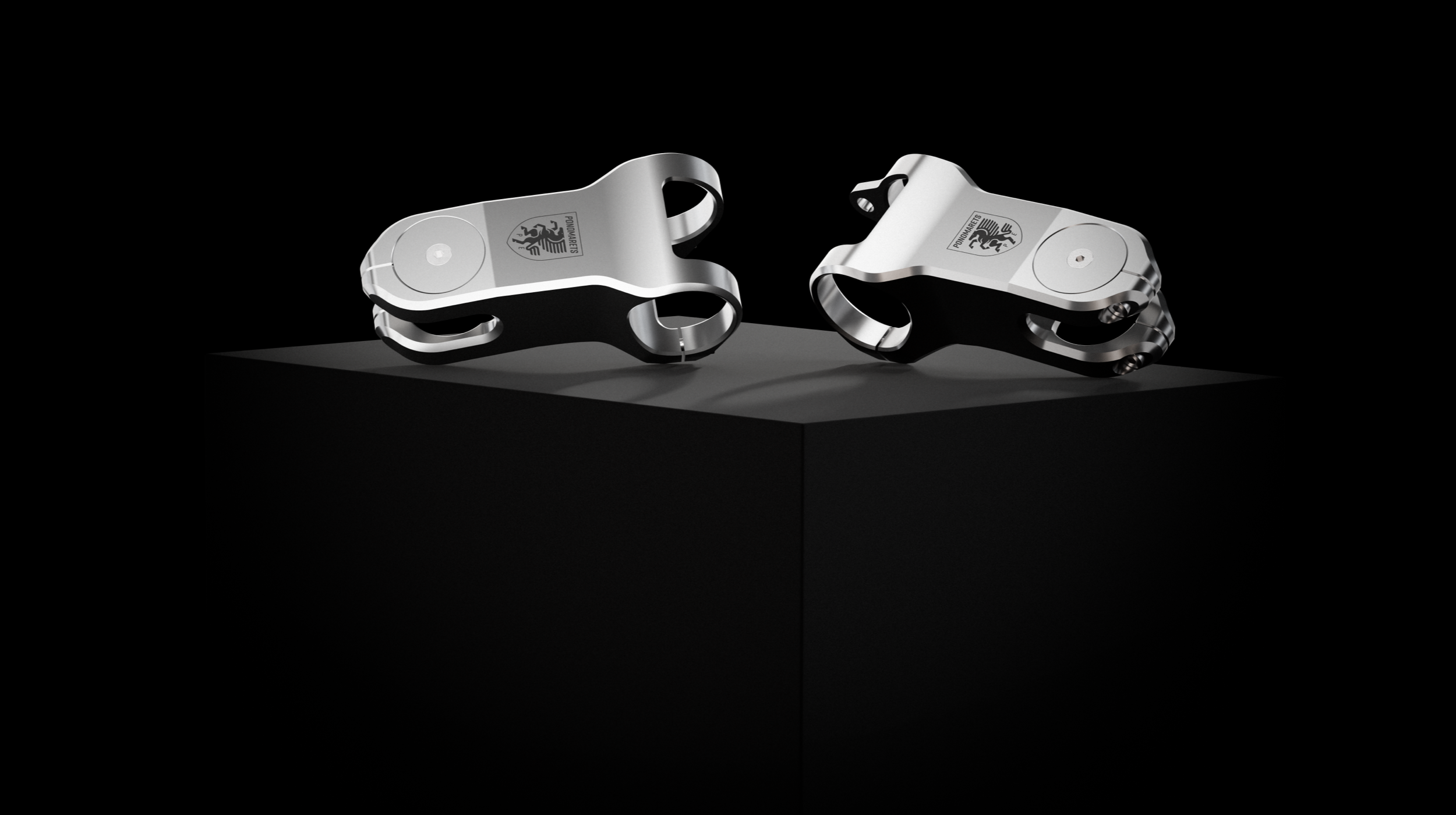 Pair of Ponomarets stems displayed against a black background.