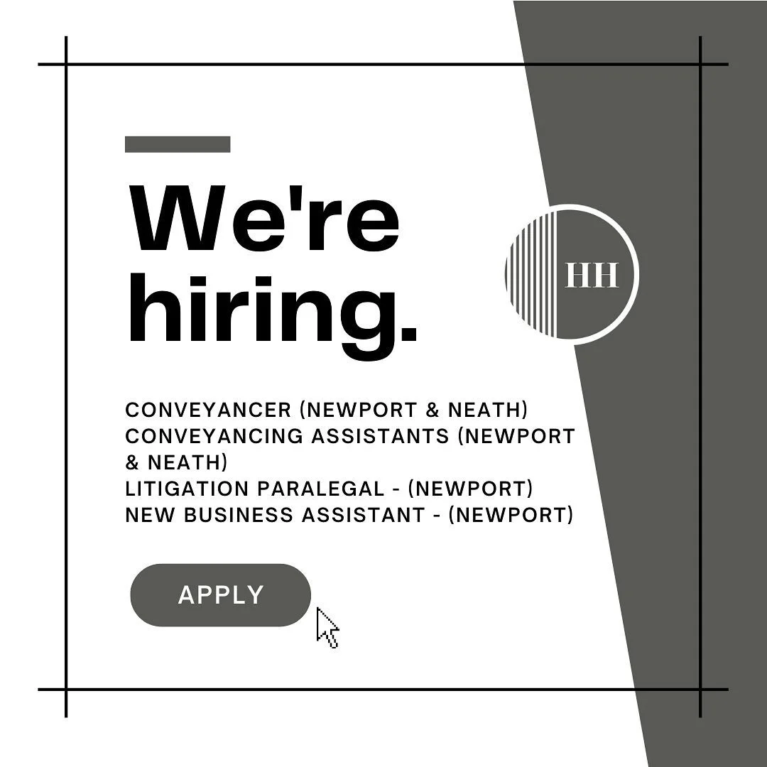 🤩We are currently looking for new team members in a variety of areas at HH-Law! 

If you would be interested in having an informal discussion about any of the above opportunities then please do send an email to recruitment@hh-law.uk or alternatively