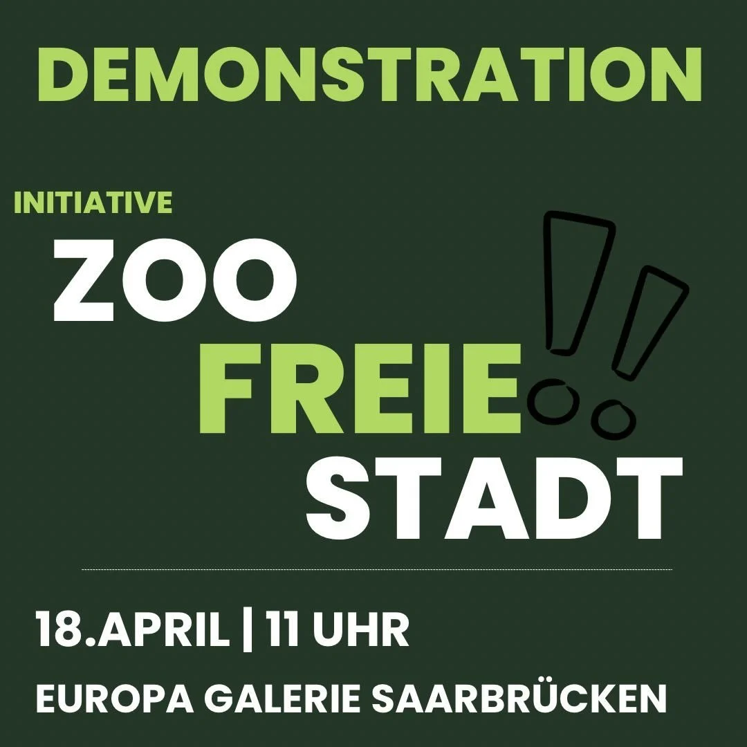 Seid dabei 🩷 Eine tolle Aktion des @peta_streetteam_saarbruecken 

📢 Demo: Zoofreie Stadt - Saarbr&uuml;cken

🗓 18.04.2026 
🕚 11:00 Uhr 

Der Saarbr&uuml;cker Zoo steckt erneut in finanziellen Schwierigkeiten. Wieder einmal soll ein l&auml;ngst &