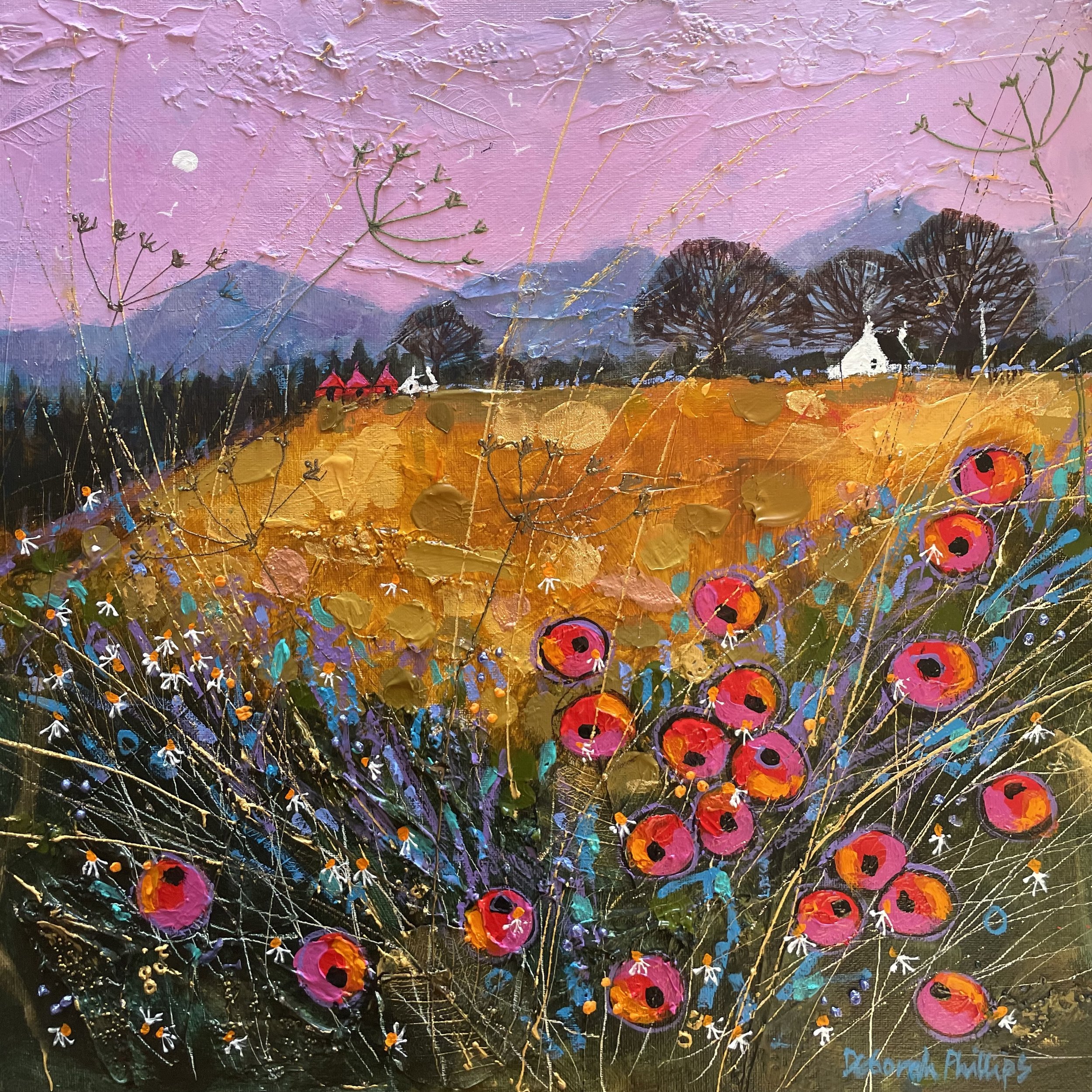 Angus Harvest Poppies. 14" x 14"