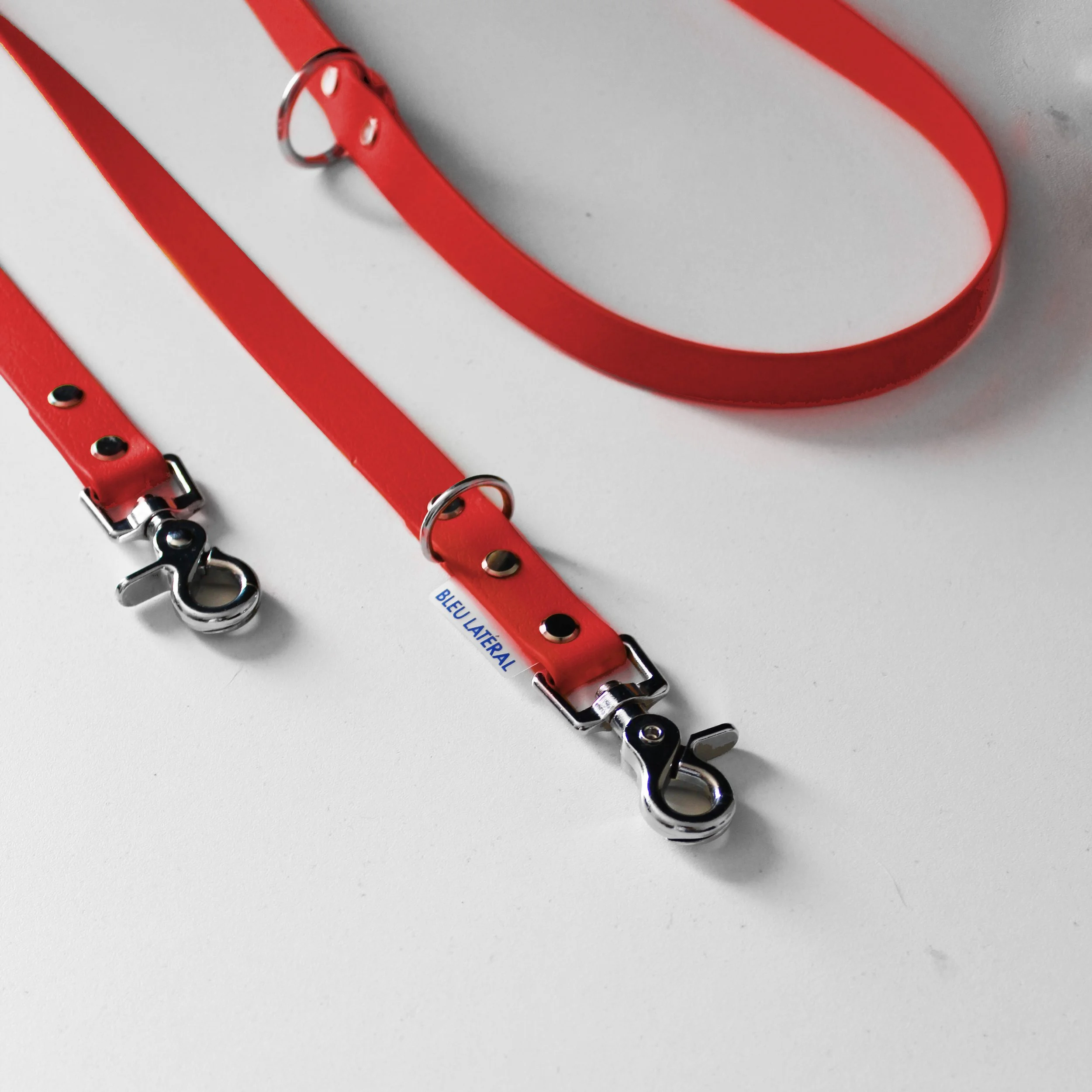 Laisse chien multi position biothane impermeable resistant rouge.png.jpg