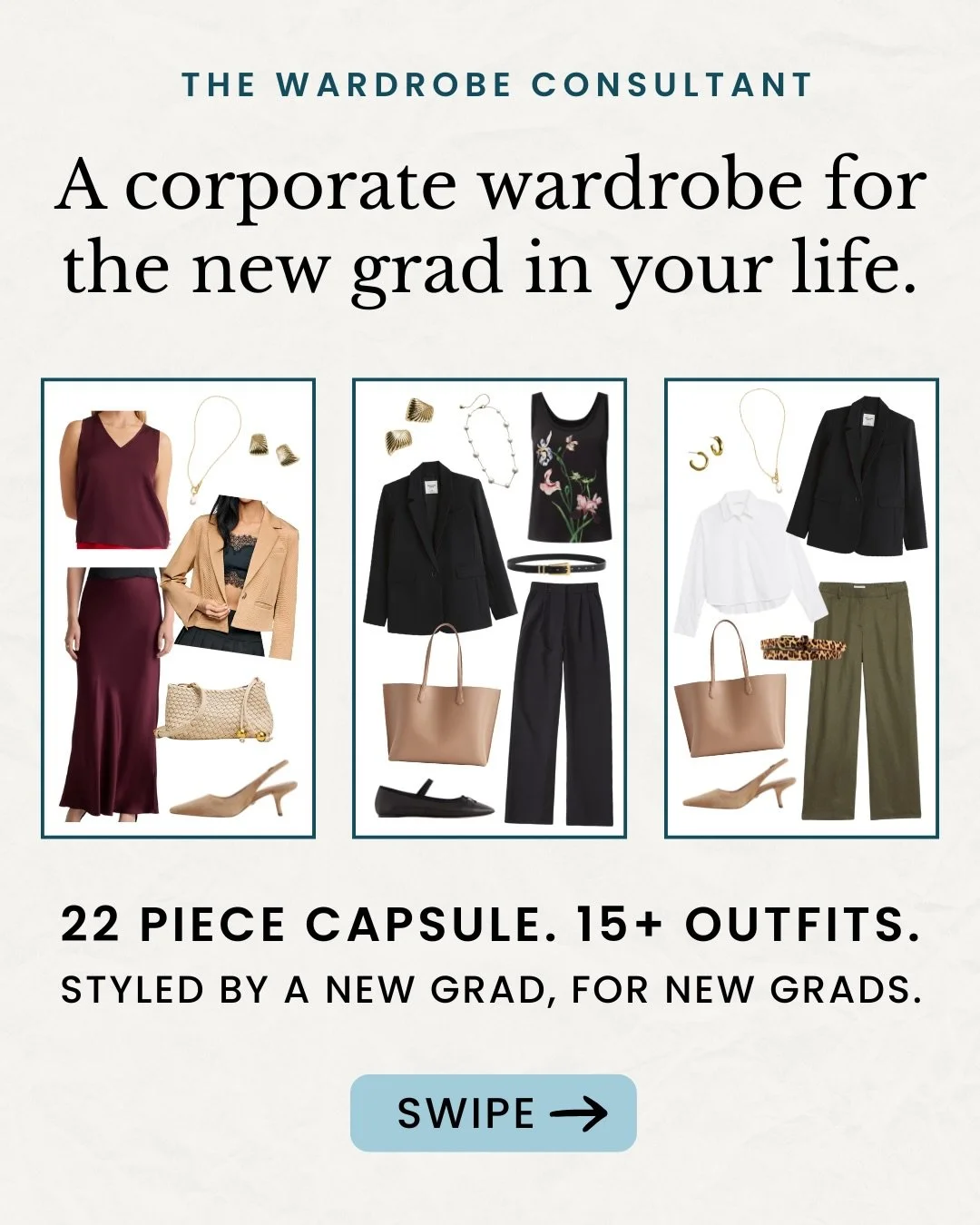 Here&rsquo;s the thing about a new grad&rsquo;s first real job: she doesn&rsquo;t need 40 things in her closet. She needs the right 22.

Our Associate Stylist Maddy (a Kent State grad herself, just last week!) put together a corporate starter wardrob