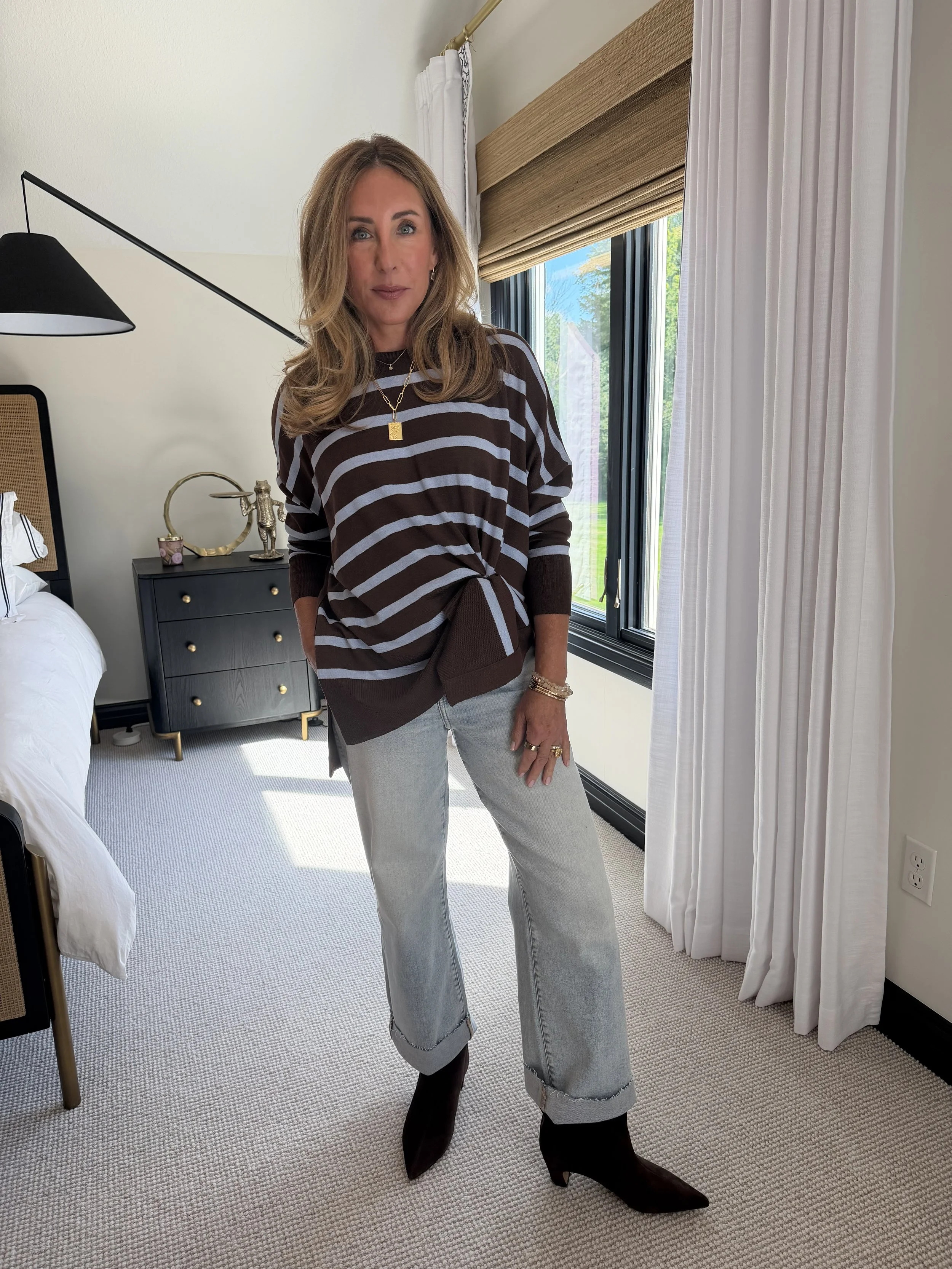 Trends: Chocolate & Blue, Stripes, Suede Boots