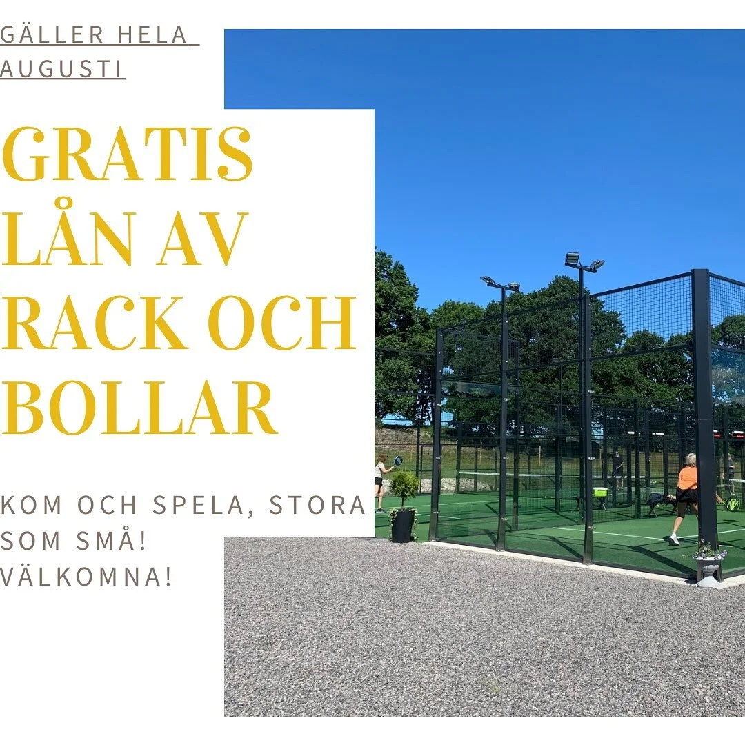 Hitta p&aring; n&aring;got kul med familjen eller med kompisarna!?
Nu f&aring;r ni l&aring;na rack och bollar gratis. Vi har b&aring;de en singel och en dubbelbana. Det ing&aring;r &auml;ven gratis kaffe och vatten f&ouml;r er som bokar.
Efter&aring;