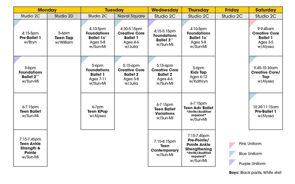 Class Schedule — BalletSunMi