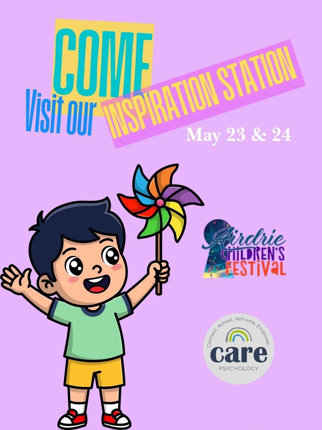 Something special is coming up, and we'd love to see you there! 🎉

CARE Psychology is proud to be an Inspiration Station at the @airdriechildrensfest. Happening May 23 &amp; 24 at Nose Creek Regional Park, 10AM&ndash;4PM both days.

Come say hi, exp