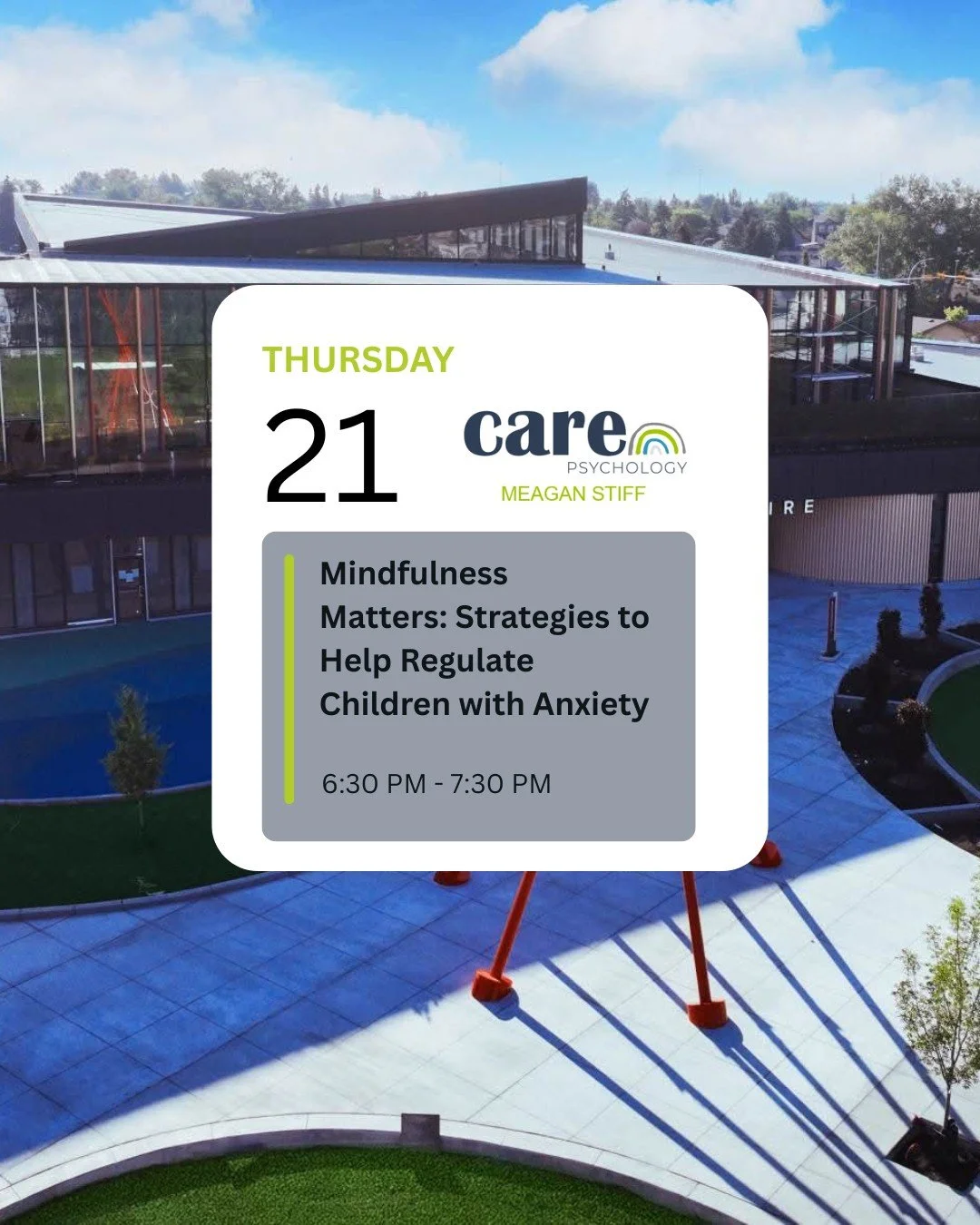 We're heading to the Airdrie Public Library! 🙌

Meagan Stiff, Registered Provisional Psychologist, is partnering with @airdriepubliclibrary to host a free parent education session on childhood anxiety, and we'd love to see you there.

Mindfulness Ma
