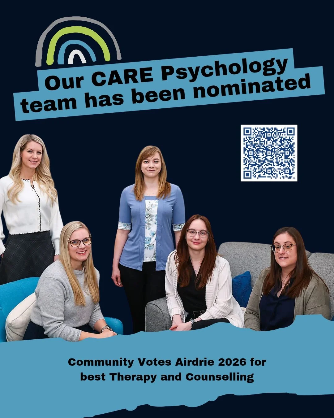 We're so honoured to share that the Care Psychology team has been nominated for Community Votes Airdrie 2026, Best Therapy and Counselling!

This nomination means a lot to us. It's a reflection of the trust our clients place in us every day, and the 