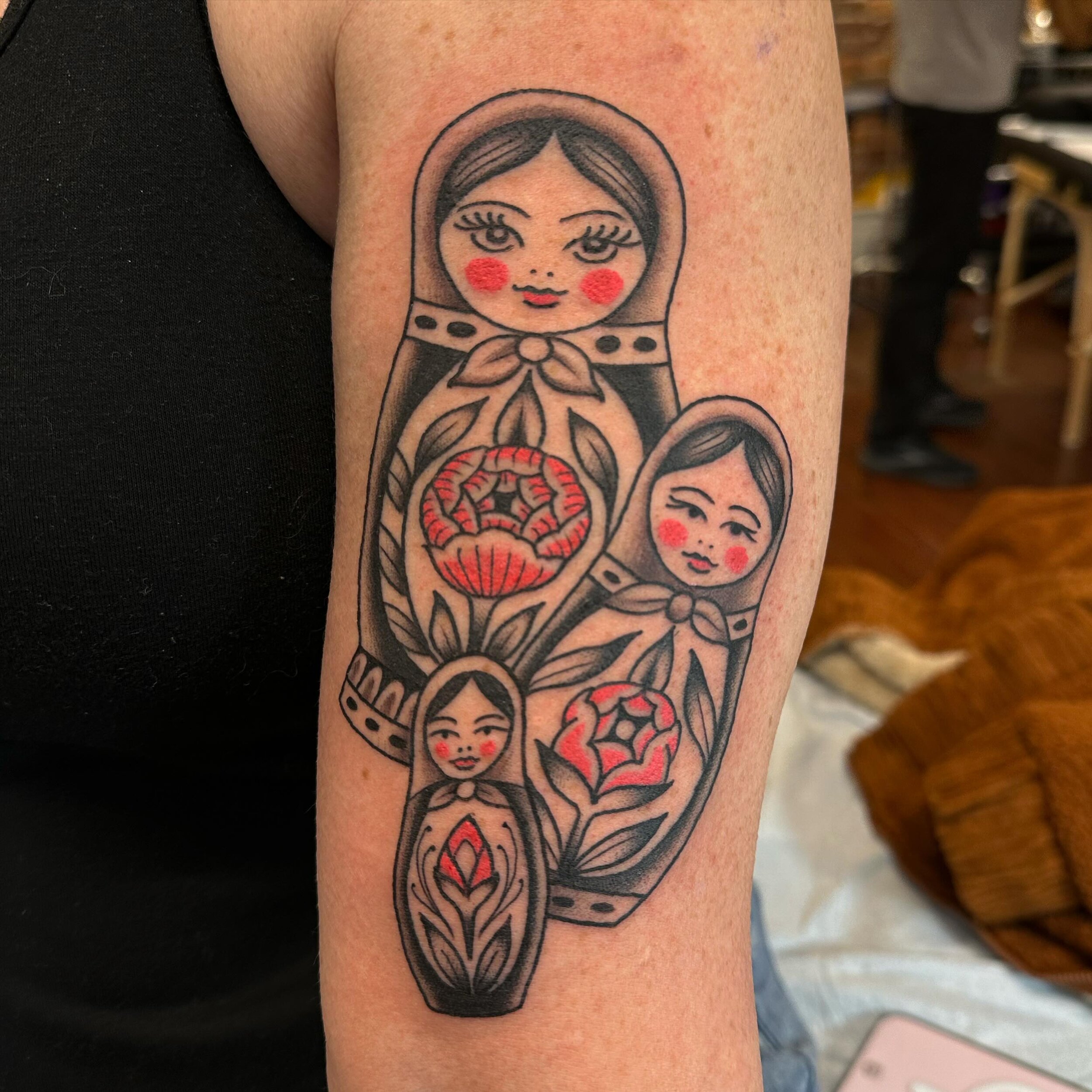 Nesting dolls 🪆 whipped up by @jerika.tattoos - if you&rsquo;d like to schedule a tattoo with Jerika this Spring, her books open on 3/1! Save the date and check her page for updates! Otherwise catch her on a walk-in Saturday 👈👈
#historiccstreet #s