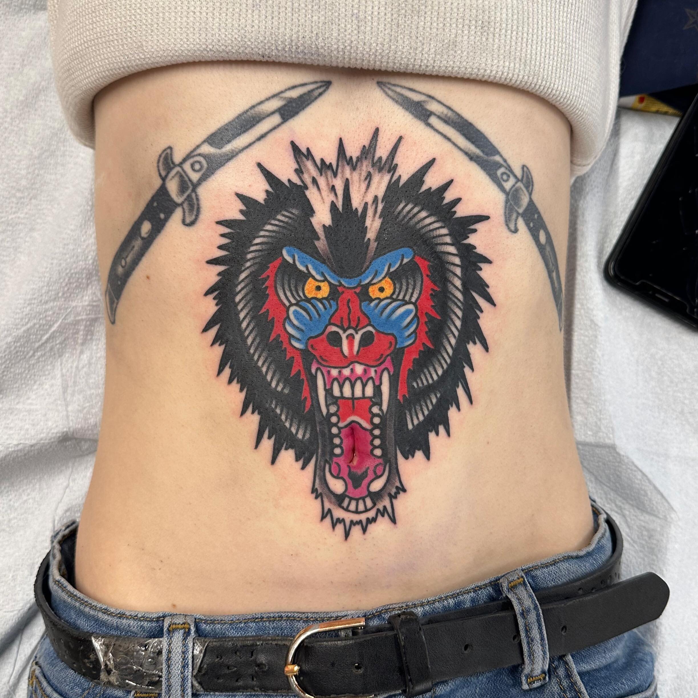 Screaming baboon by @marshall.gif 
Walk ins tomorrow starting at 12! Get here a little early if you&rsquo;re really jonesing for a tattoo this weekend. 
@historiccommercialstreet @historiccstreet