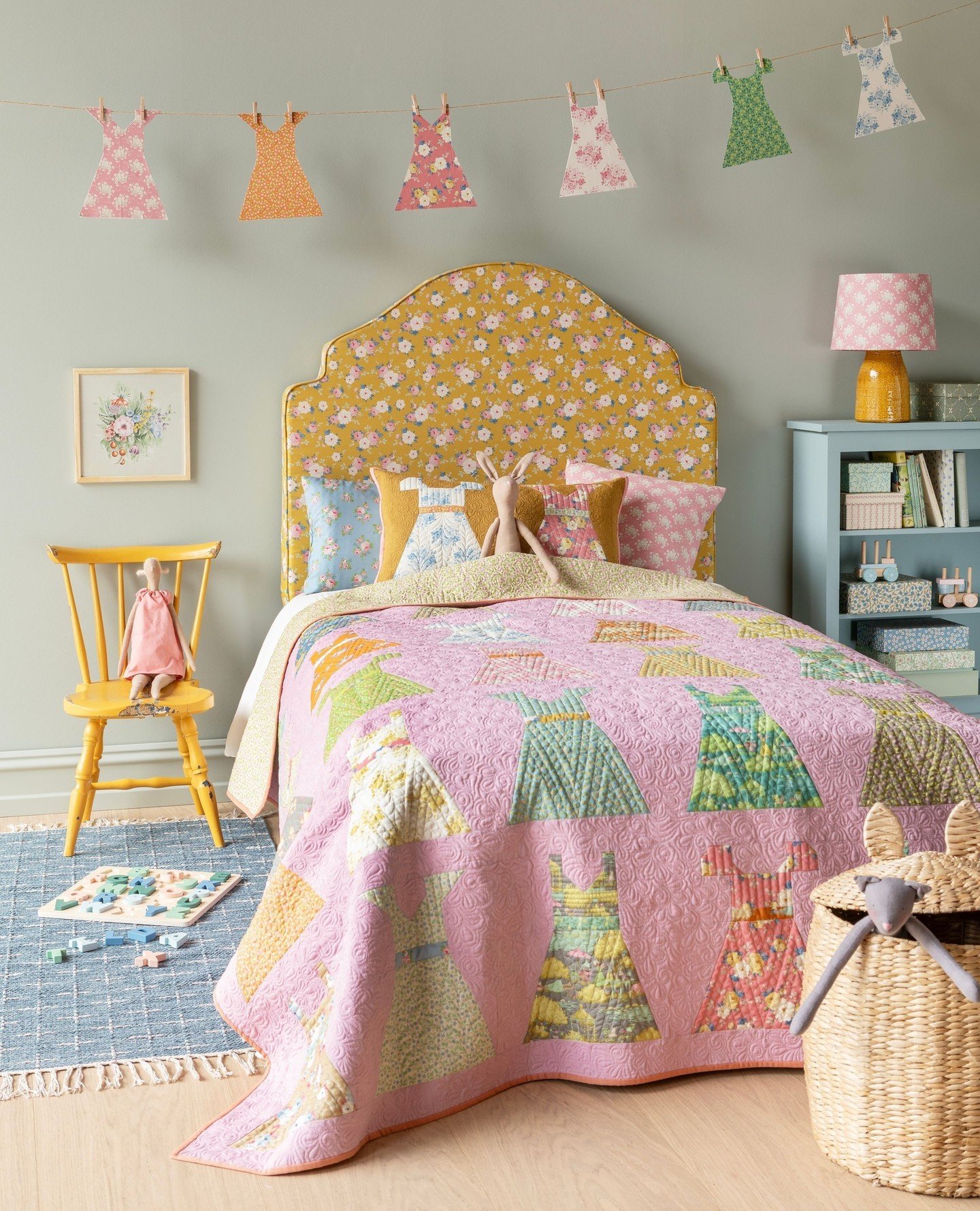 This beautiful quilt featuring sweet summer dresses highlights the softly colored vintage collection perfectly. My Sunday Best quilt will be available as a free pattern on the Tilda's World blog when the Sunday Brunch collection releases in February!