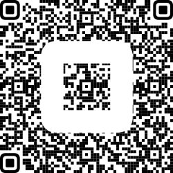 QR code in the center of a square black and white pattern
