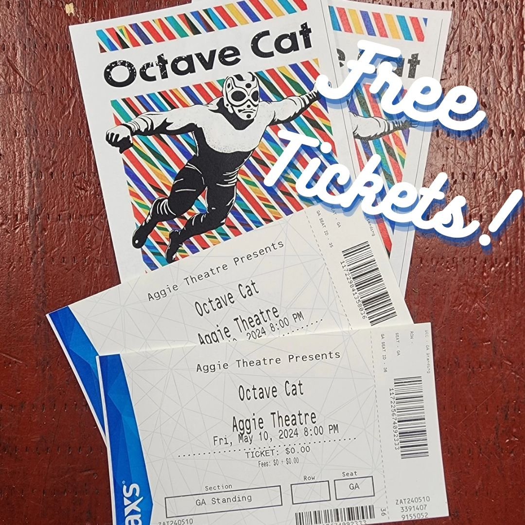 The kind folks at @aggietheatre gave us some free tickets to Friday's show featuring @octave_cat !!

The first customer to mention this post and spend at least $20 gets the tickets!

We will let you know in the comments once the tickets have been cla