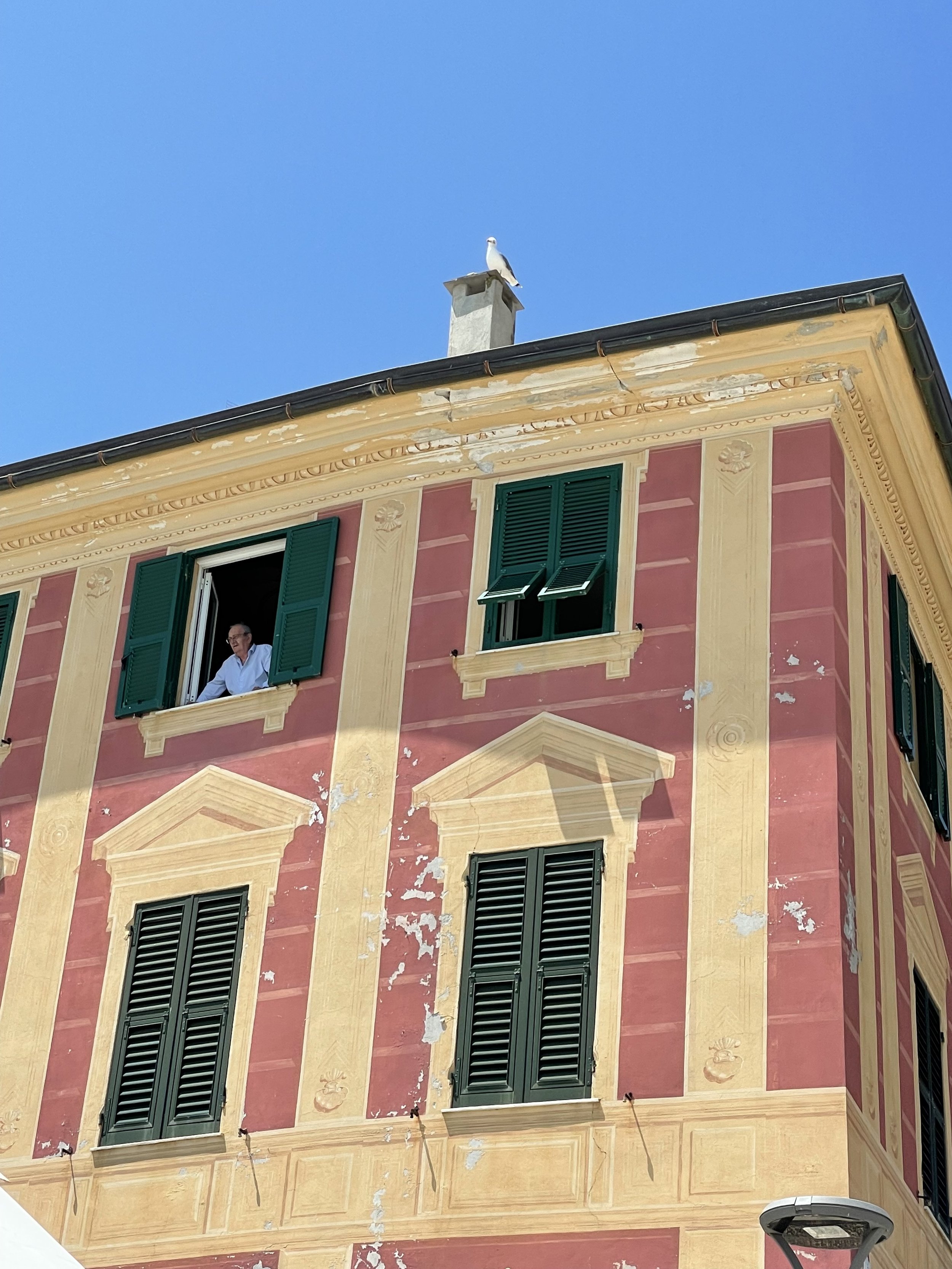 Ligurian seaside town pastel colors
