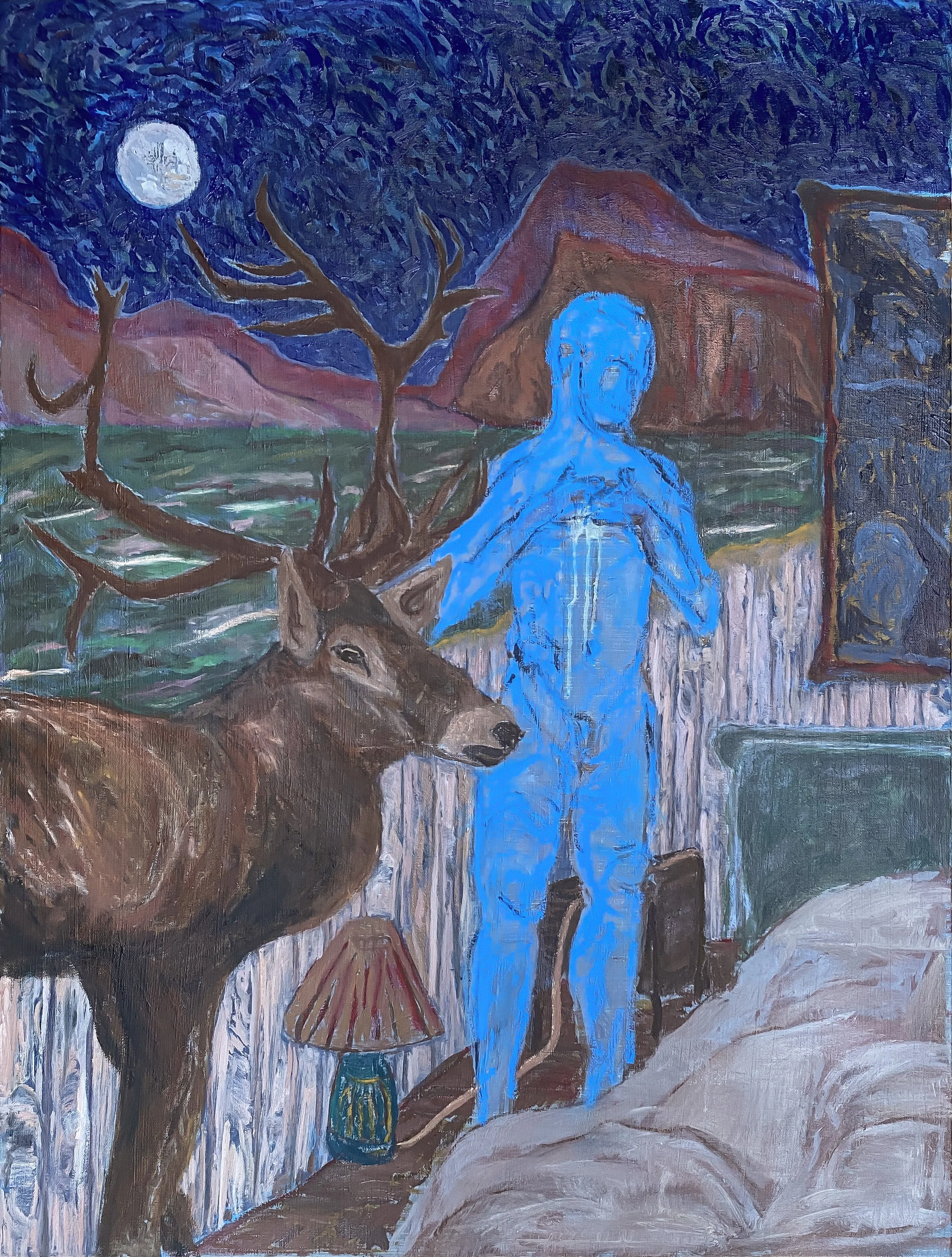 My Apologies, 2025. Oil and pigment stick on canvas — 40" x 30"