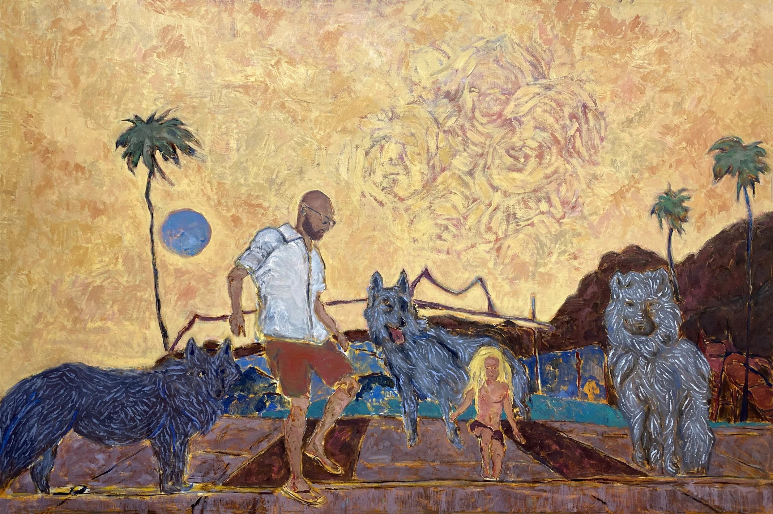 The Tribe, 2026. Oil and pigment stick on canvas — 72" x 48"