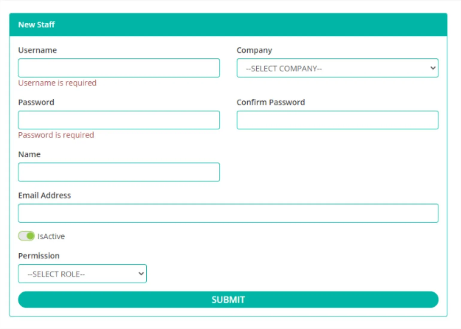 GUEST reservation web platform creating a new user