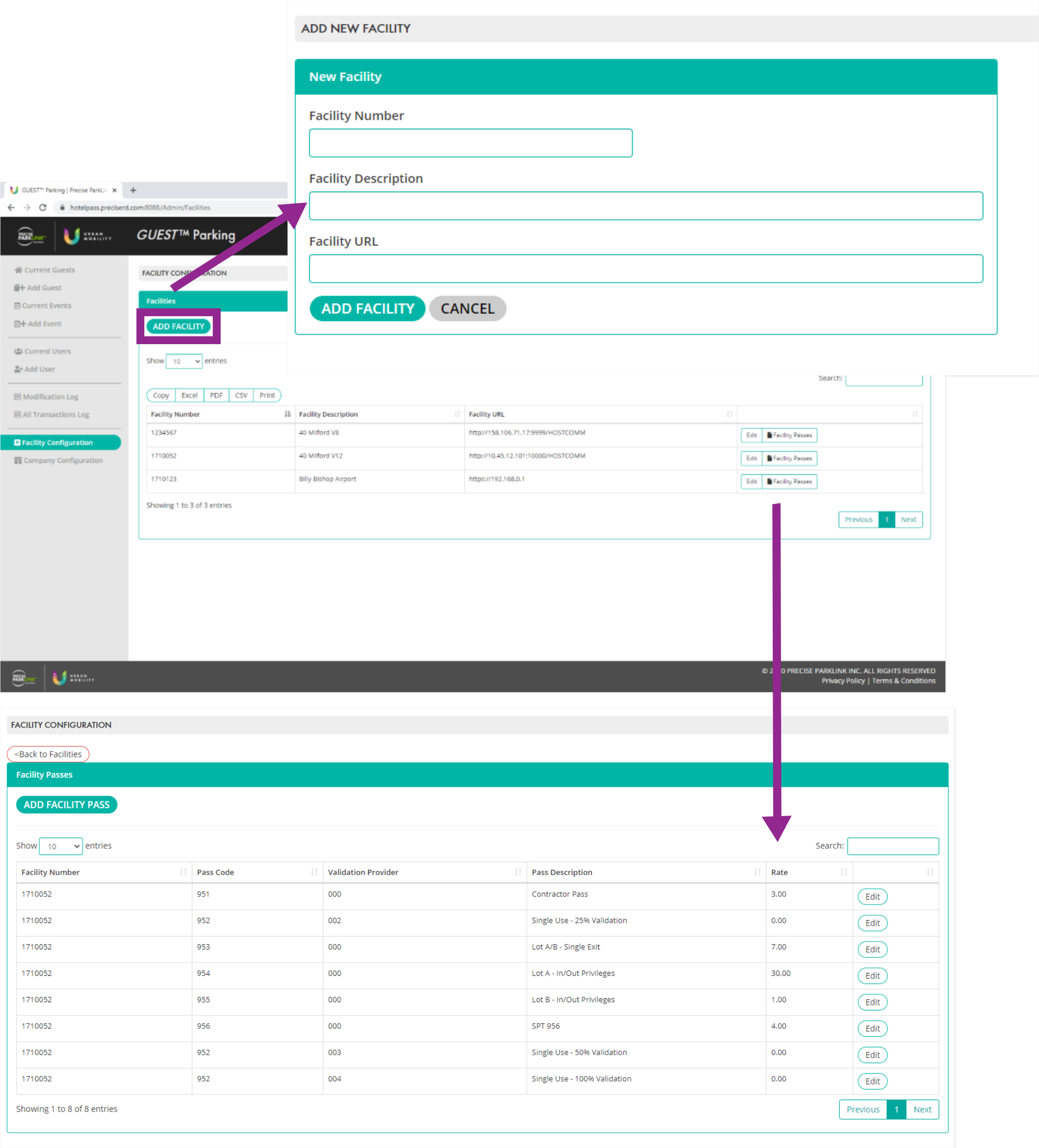 GUEST Reservation web platform how to add a new facility visual