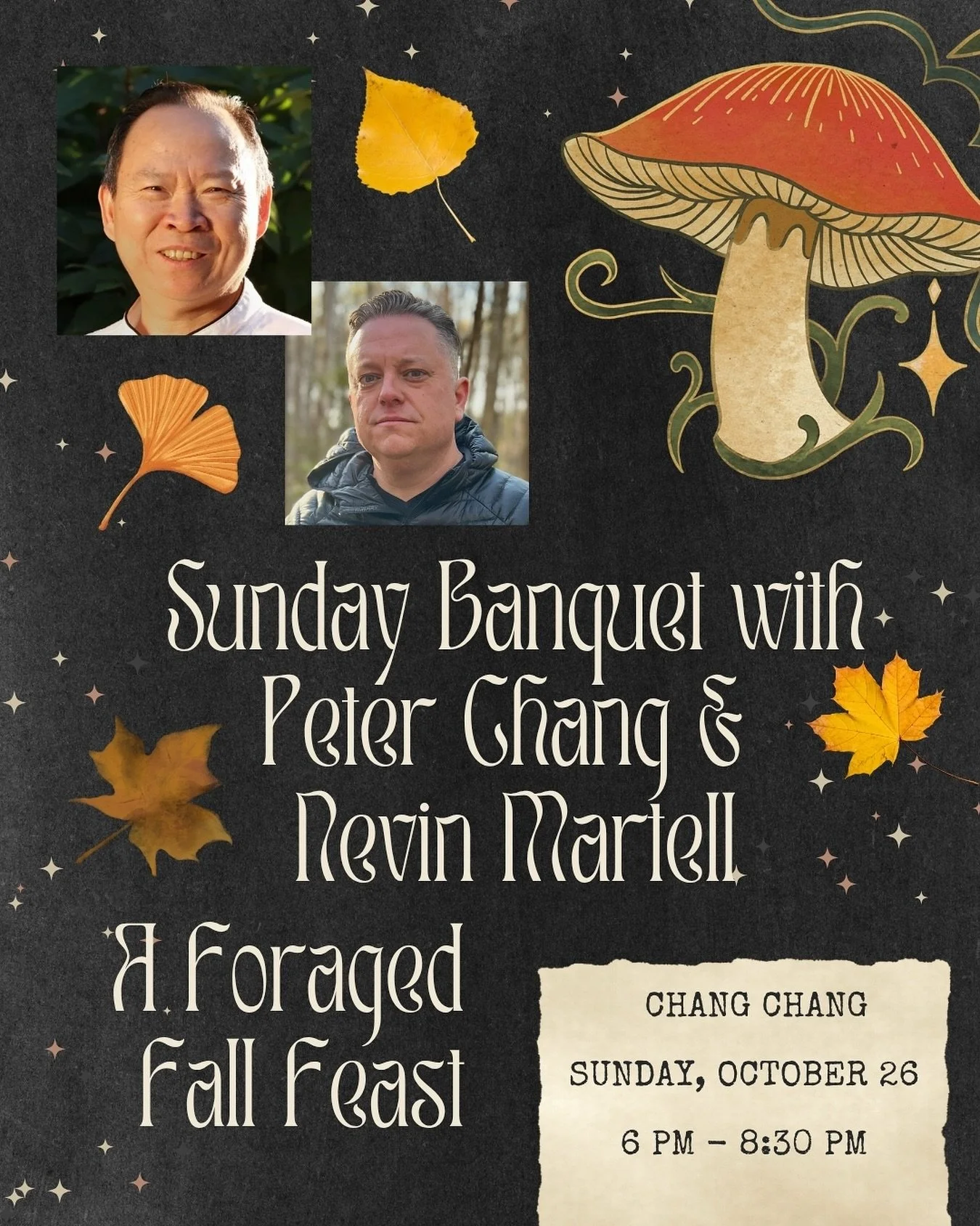🚨🍄&zwj;🟫Collab Dinner🍄&zwj;🟫🚨

This Sunday, October 26 at 6 p.m. @changchangdc, join Peter Chang and me for the latest installment of his Sunday Banquet with Peter &amp; Friends series. We share a deep passion for all things local, including th