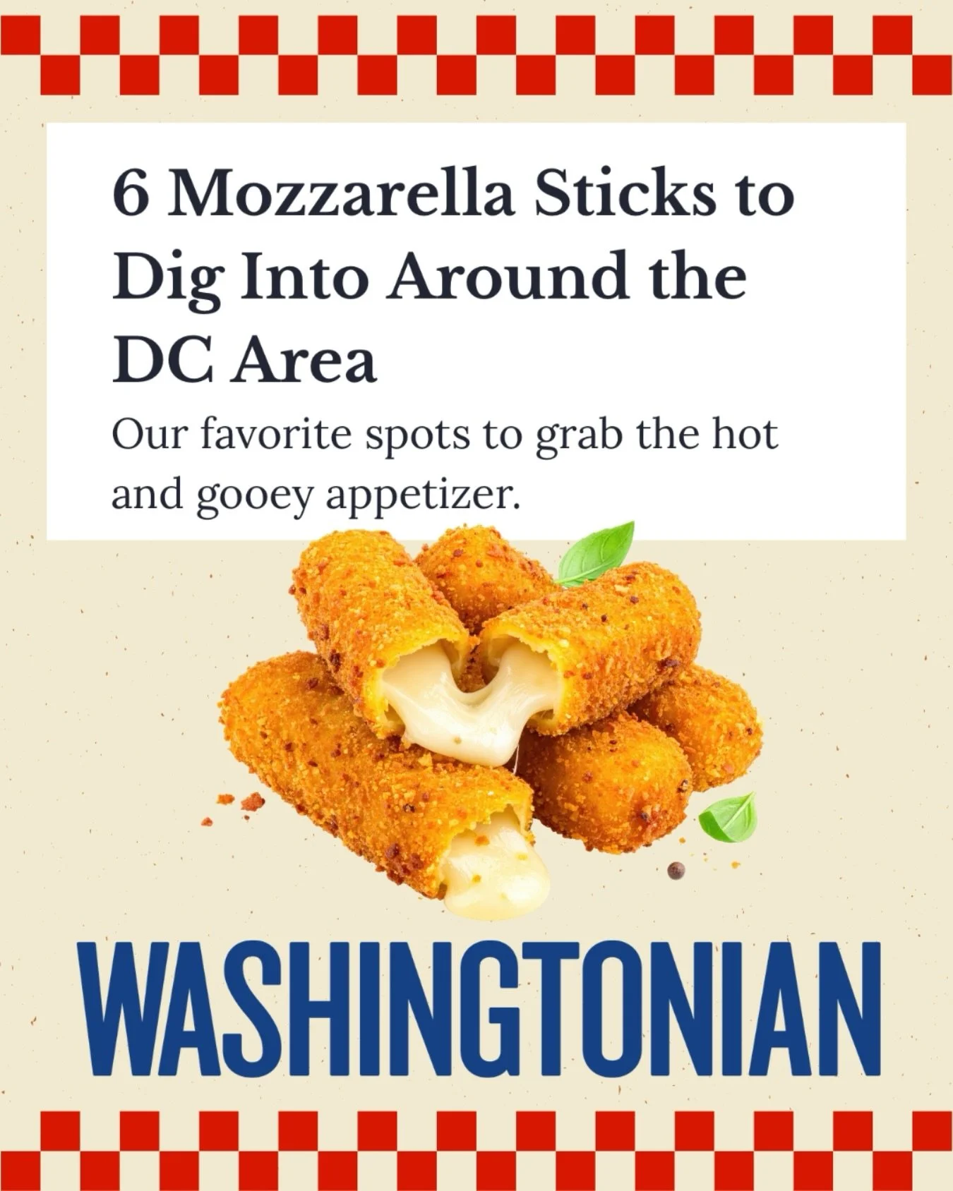 The mozzarella stick, that &rsquo;80s bar-snack favorite, is staging a comeback as today&rsquo;s most popular appetizer. 

In my latest for Washingtonian, I round up six spots where you can get your nostalgic cheese pull on: @carusosgrocery @eebeesco