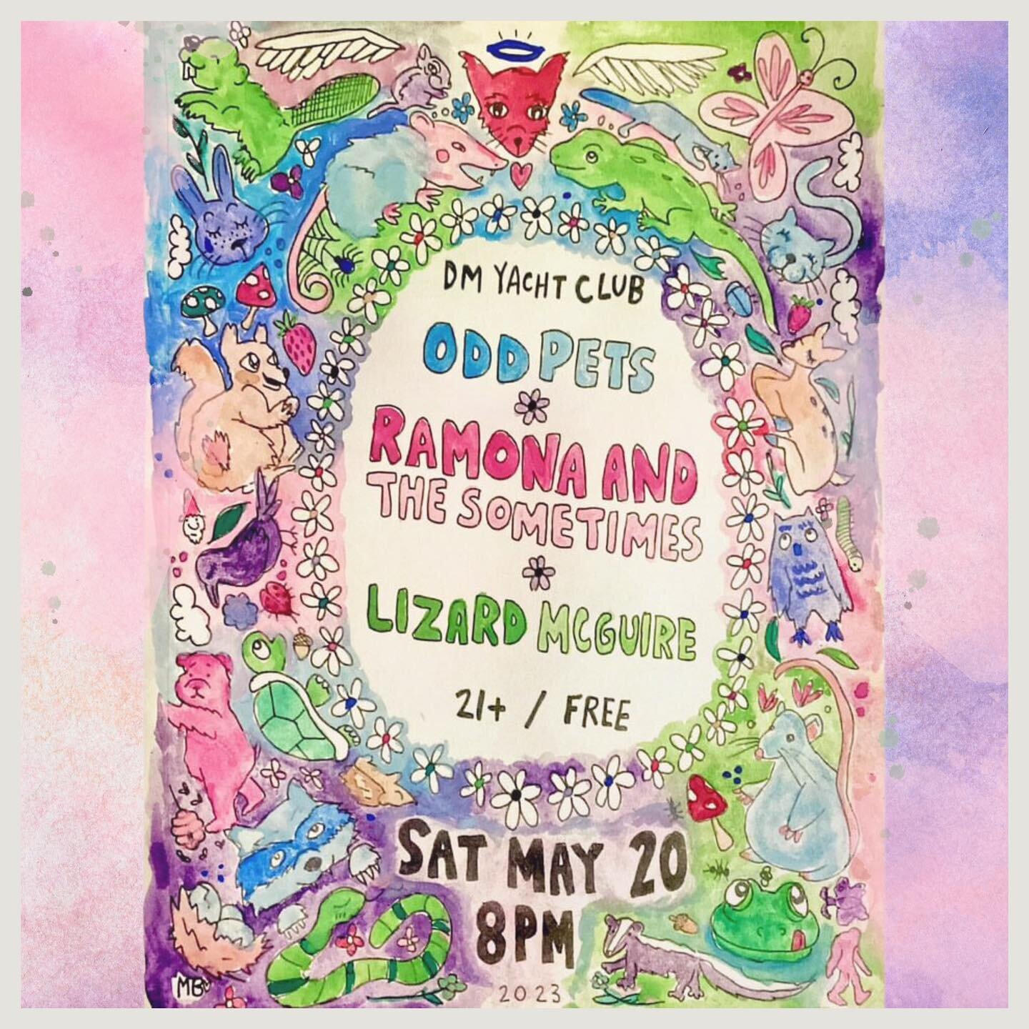 !!!! DES MOINES !!!!

On May 20th at 8:00pm you can see Odd Pets, Ramona &amp; The Sometimes, and Lizard McGuire for FREE at DM Yacht Club! 

Why would anyone in the area miss this? 

🎨: @stregamea