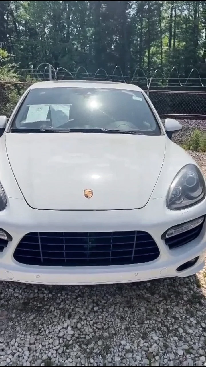 Repaired front end of a Porsche after collision