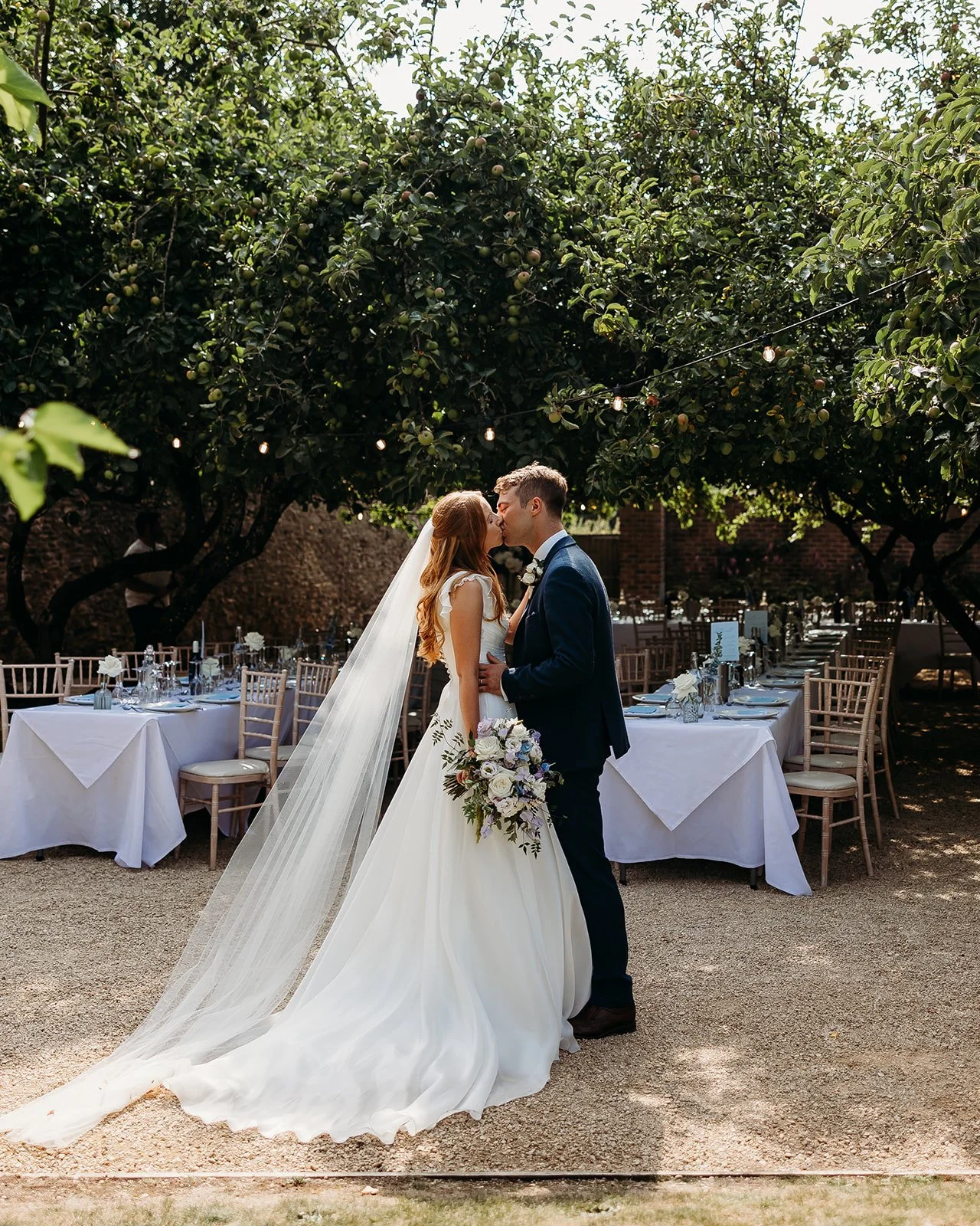 Couple at deer park country house, outside dinner