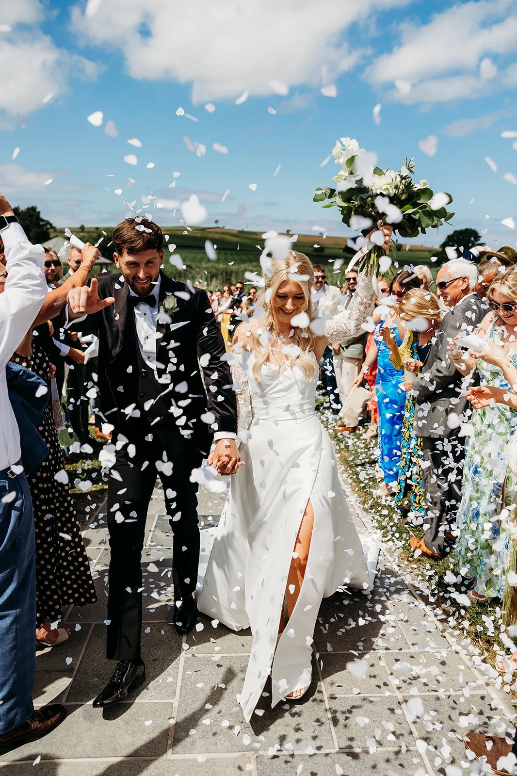A bride and groom at Quantock Lakes