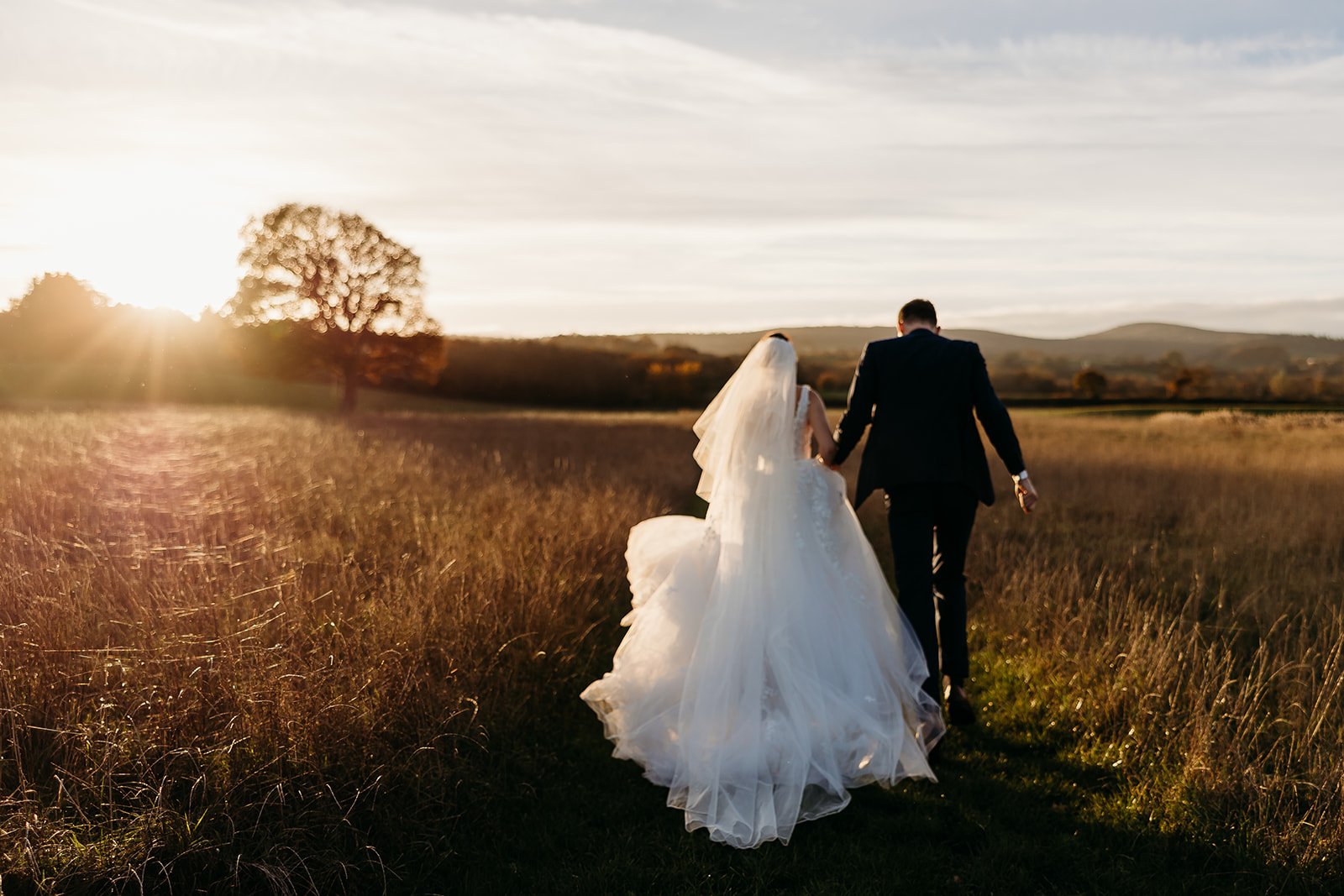 winter wedding at quantock lakes in the sunset