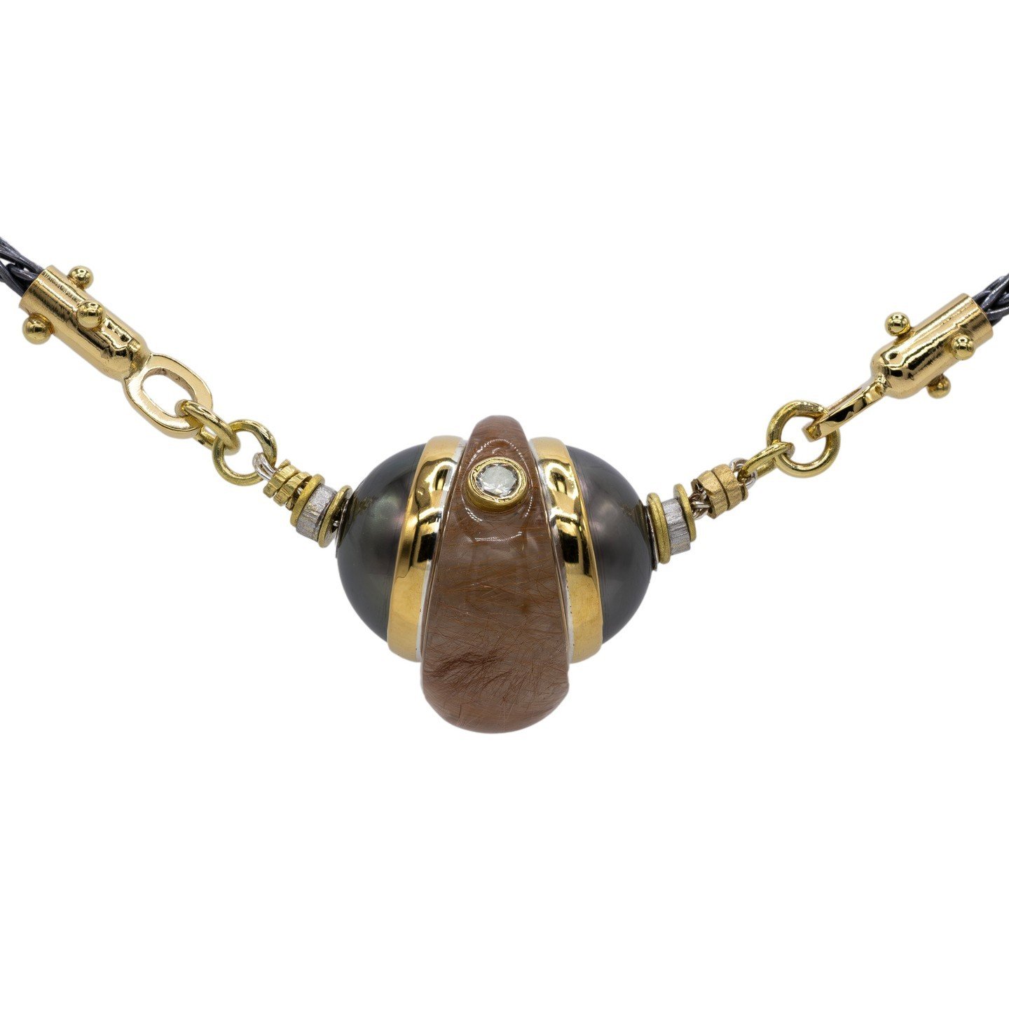 Necklace in: 22k, 18k, Platinum, Sterling Silver, Rutilated Quartz, Tahitian Black Pearls (split and reassembled), "repurposed" Brilliant cut Diamond
*
*
*
*
*
#michaelboydjewelry #michaelboydstudio #necklacehandmade #necklaceofinstagram #g