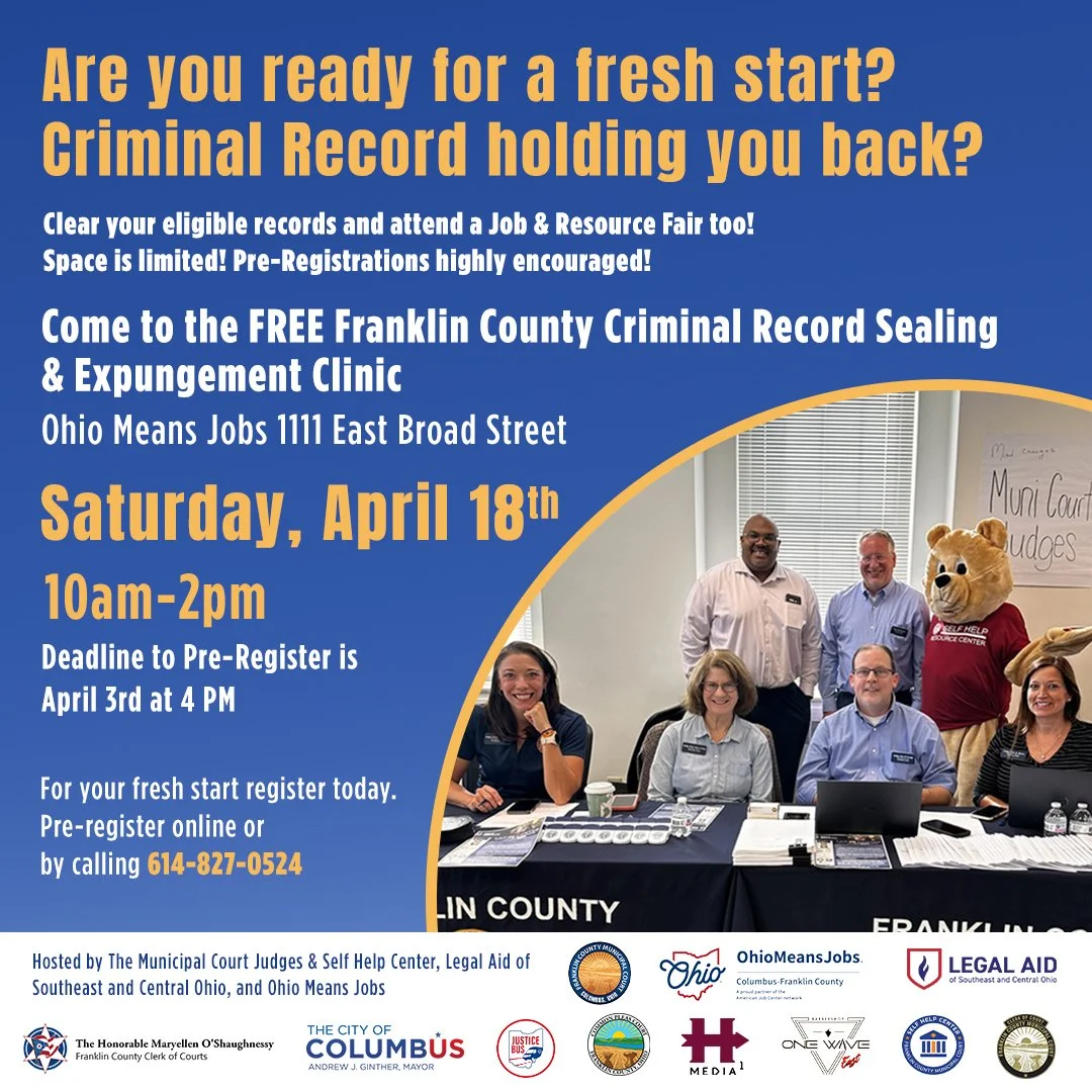 April 18th, 2026: Free Franklin County Criminal Record Sealing &amp; Expungement Clinic