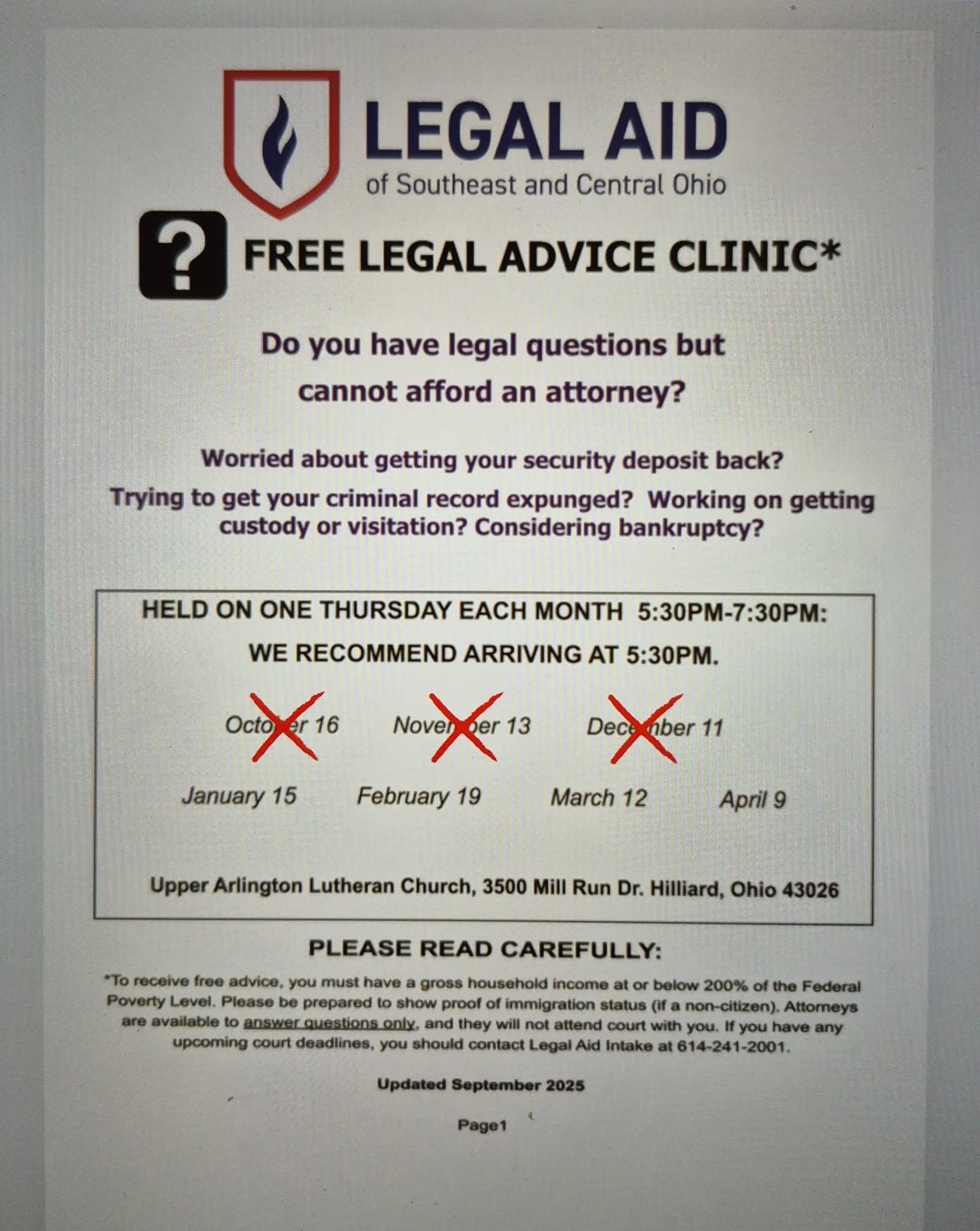 February 19th, 2026: Free Legal Advice Clinic