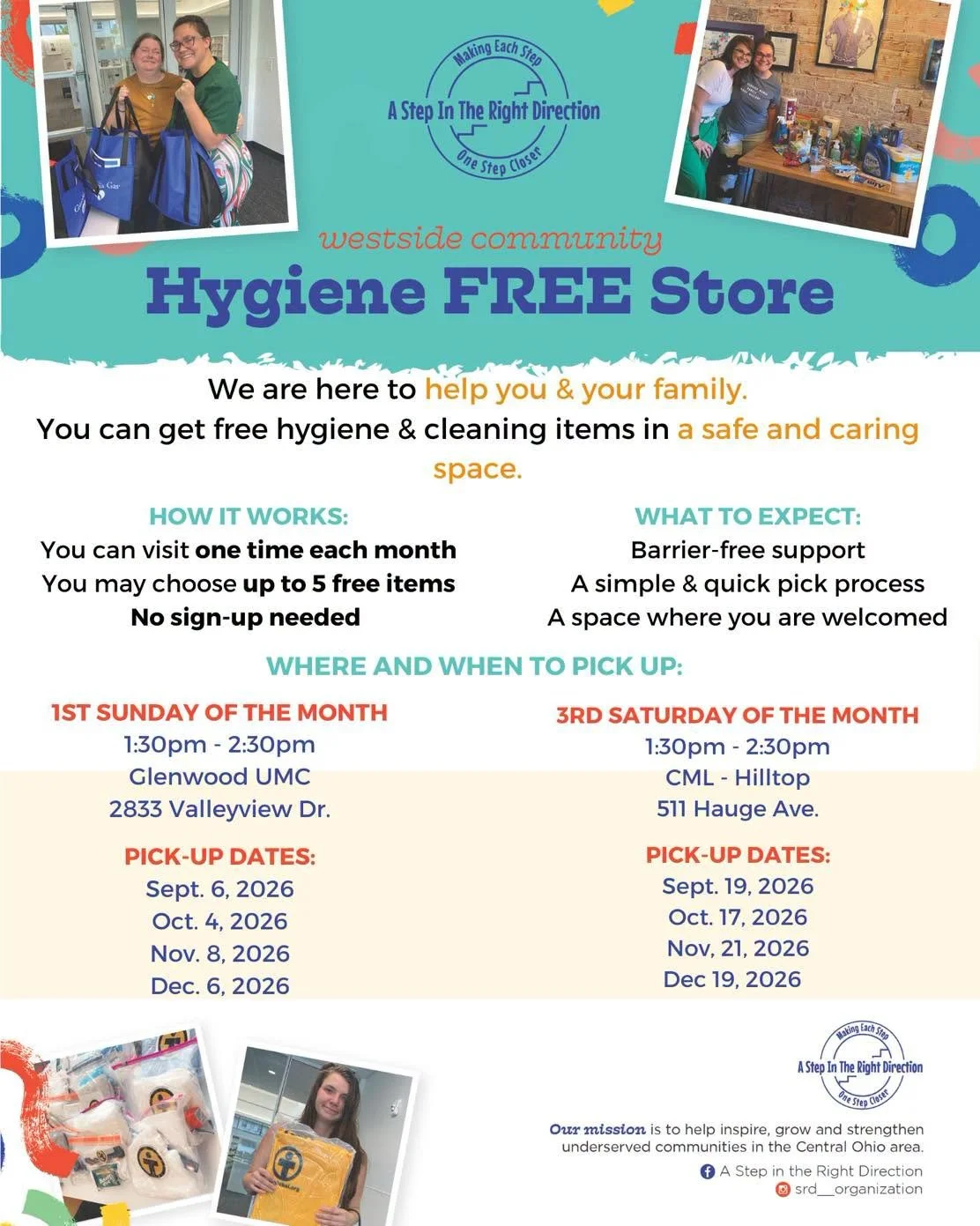 September 6th through December 19th, 2026: Hygiene Free Store