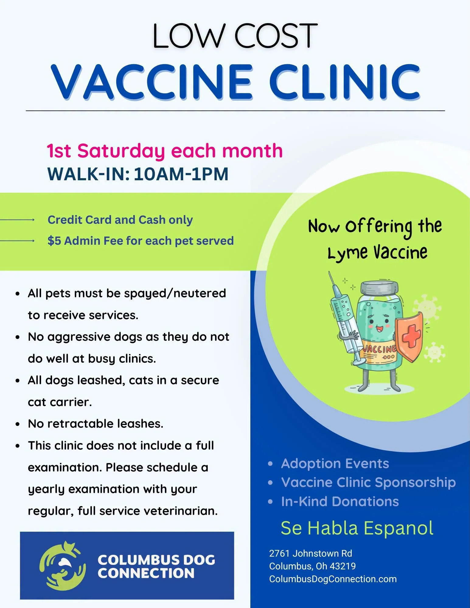 September 5th, 2026: Low Cost Vaccine Clinic