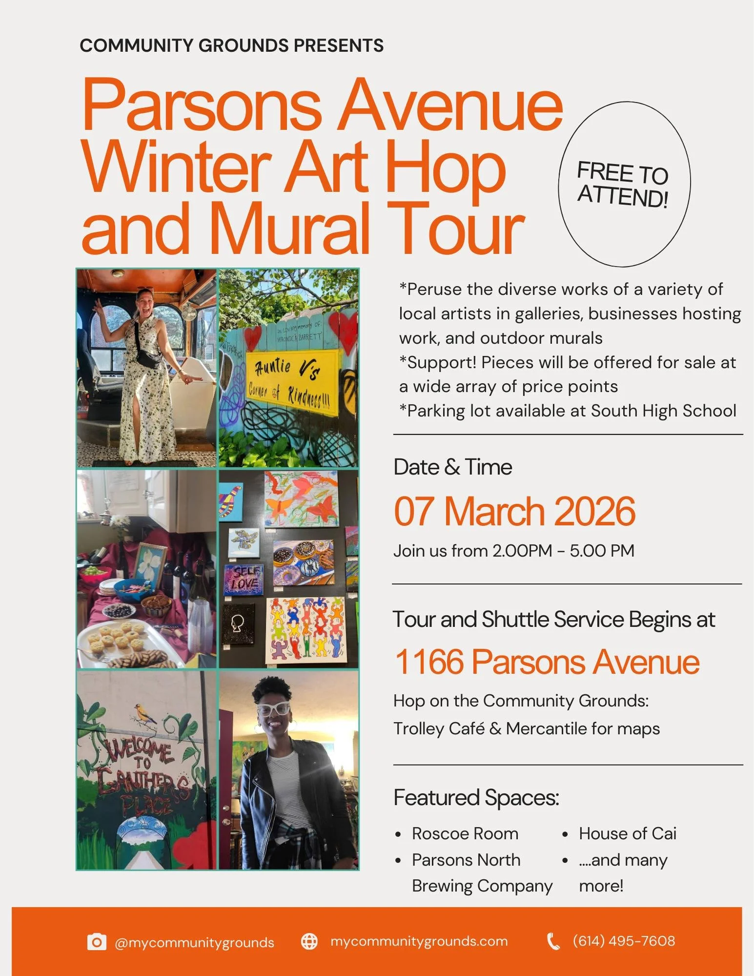 March 7th, 2026: Parsons Avenue Winter Art Hop and Mural Tour