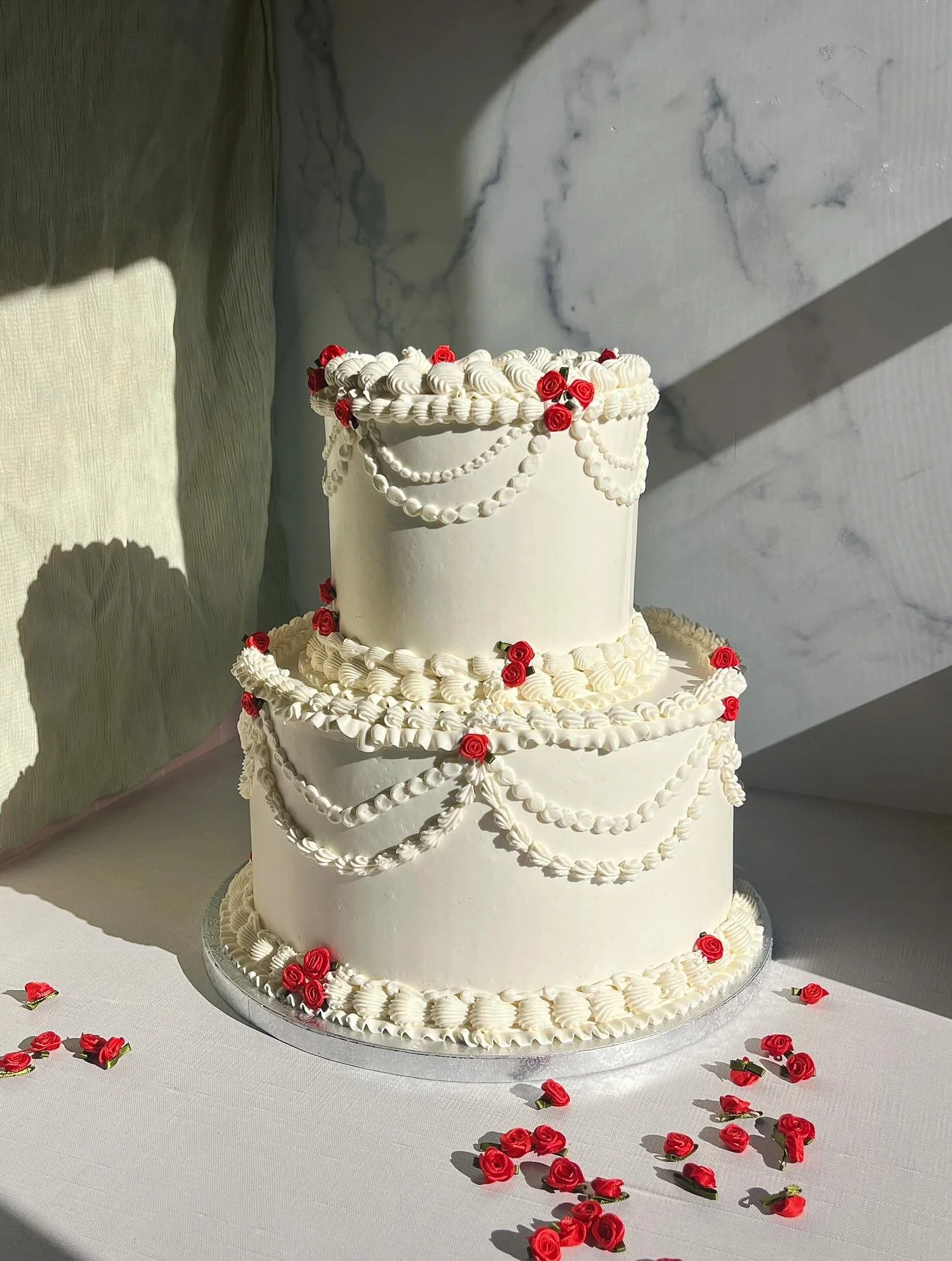 🌹for Zoe &amp; Jacob🌹

#roses #rosettes #vintagecake #PICNICbakedgoods #pioneertown #vintagecake #vanilla #weddingcake #SMBC #baker #bakersofinstagram #layercake #tieredcake #cakedecorating #cottagebakery #wedding #desertwedding #SMBC #joshuatree #