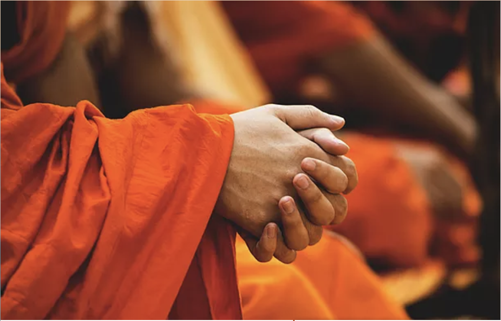 Buddhist Monks praying in Chiang Mai, Thailand