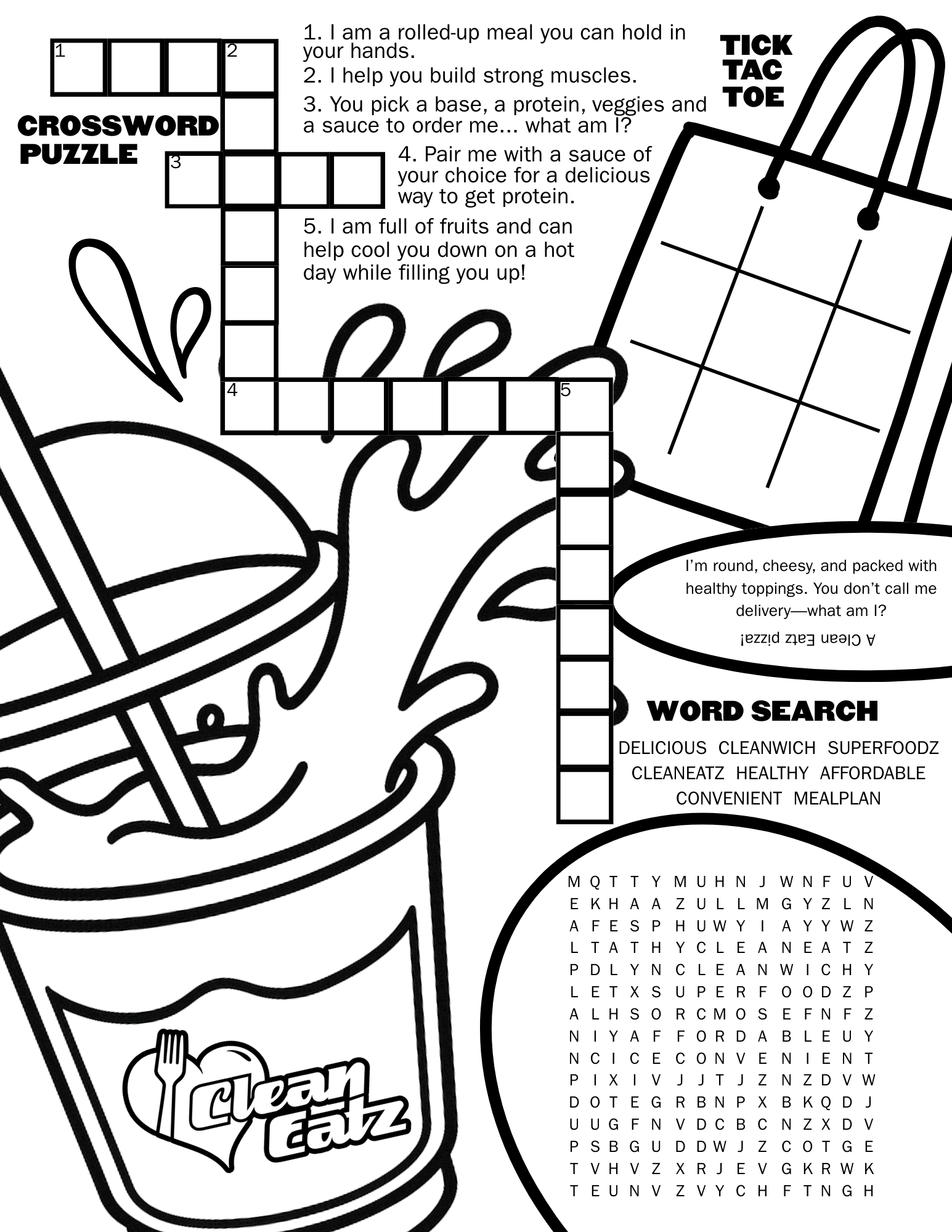 Back of Kids Menu for In-Store Cafe Franchise